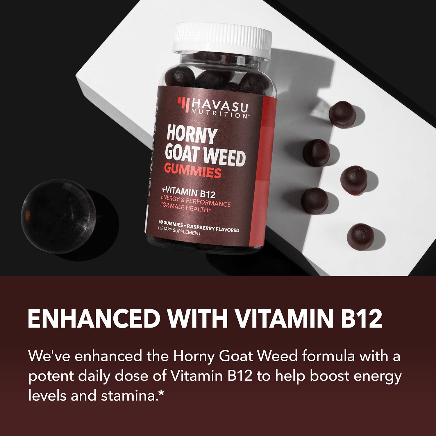 Horny Goat Weed Gummies, Raspberry Flavor, 60ct - Havasu Nutrition