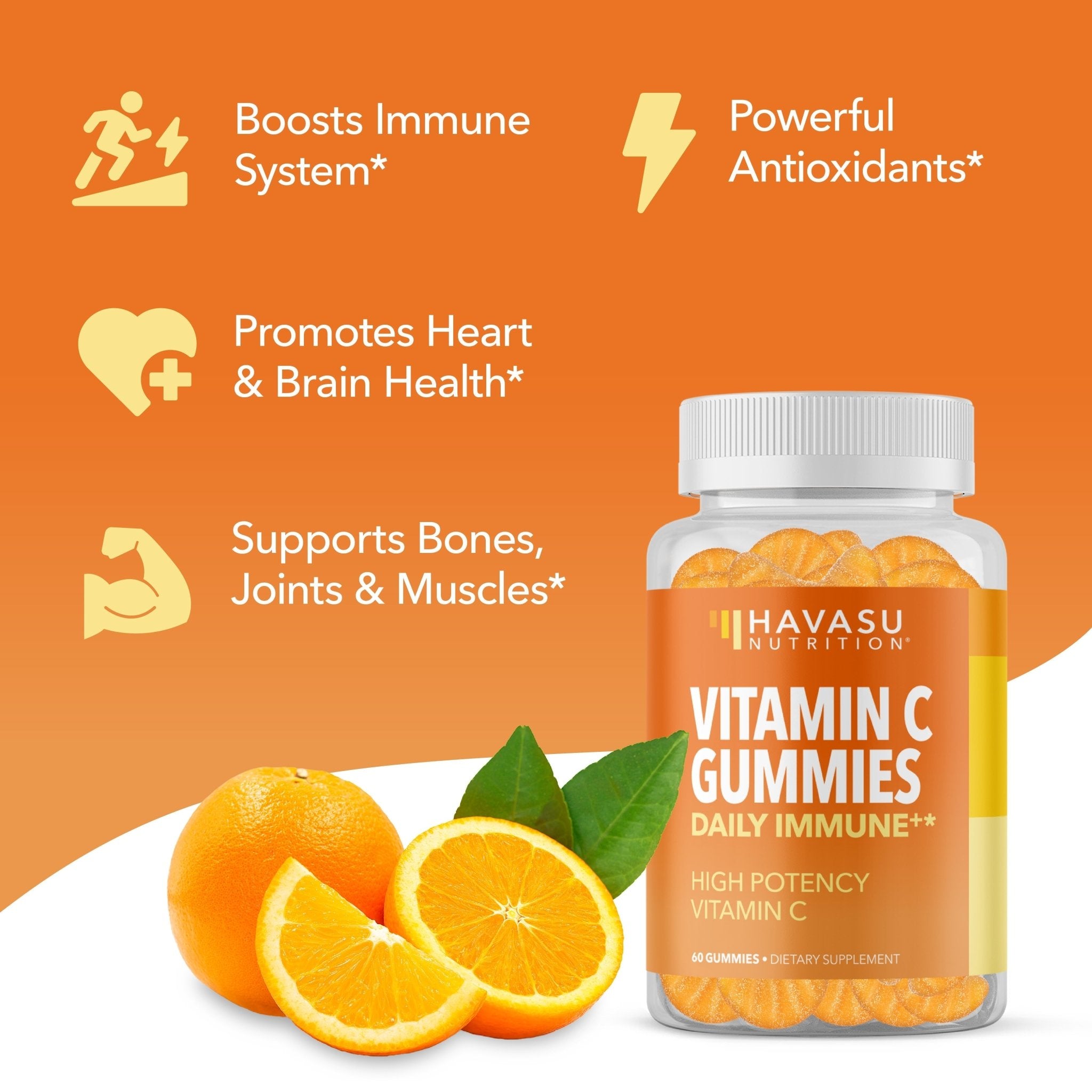Vitamin C Gummies, Orange Flavor, 60ct - Havasu Nutrition