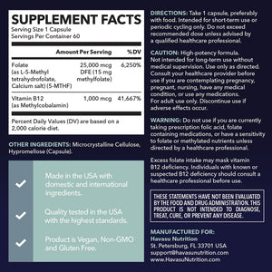 5-MTHF (5-Methyltetrahydrofolate) Capsules, 60ct - Havasu Nutrition