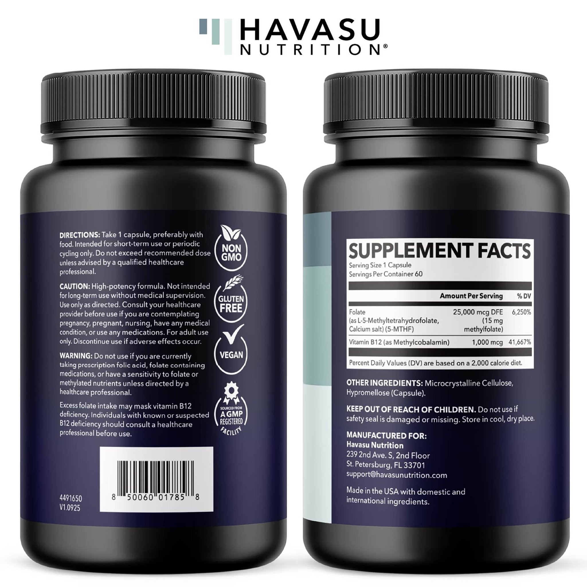 5-MTHF (5-Methyltetrahydrofolate) Capsules, 60ct - Havasu Nutrition