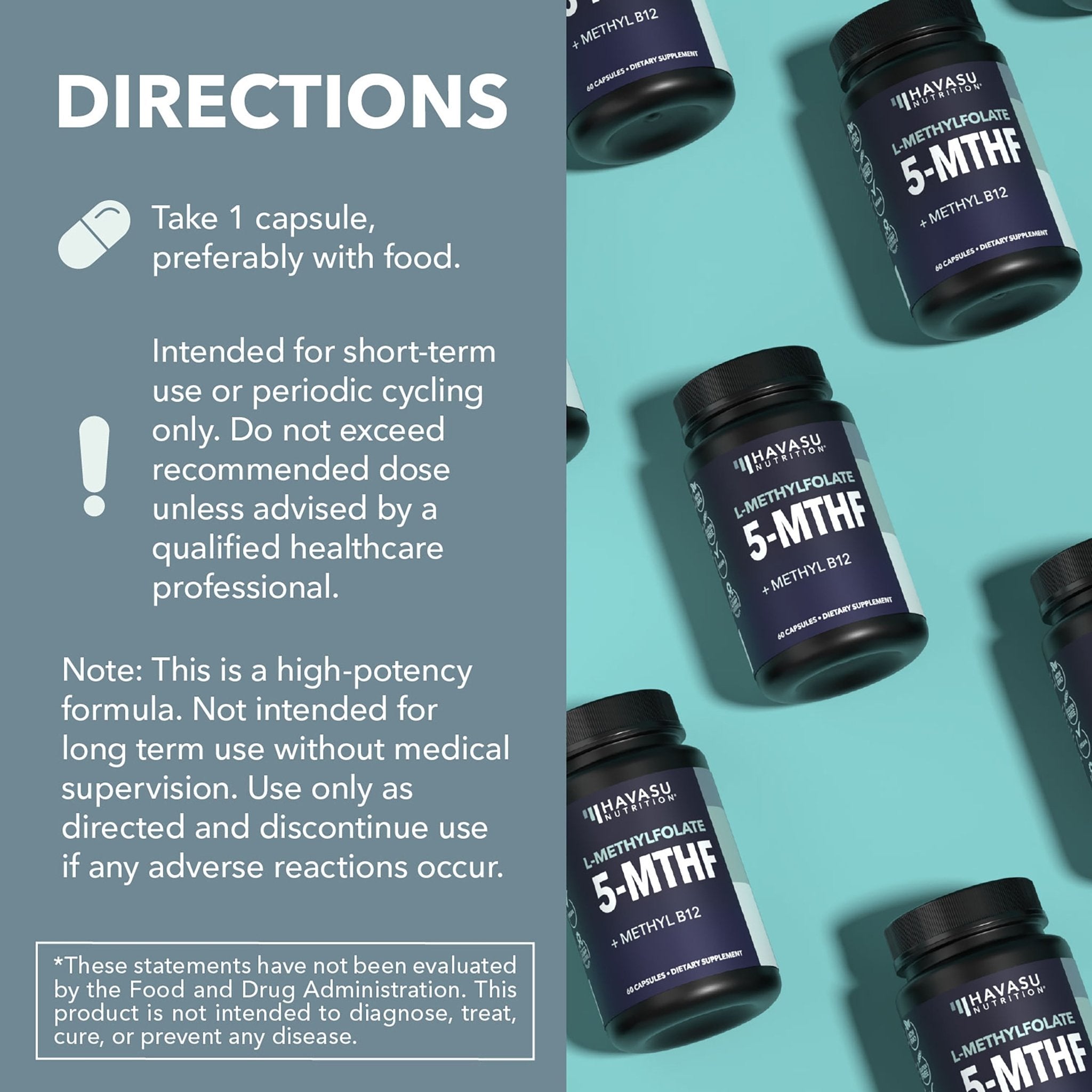 5-MTHF (5-Methyltetrahydrofolate) Capsules, 60ct - Havasu Nutrition