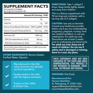 Cod Liver Oil Softgels, 180ct
