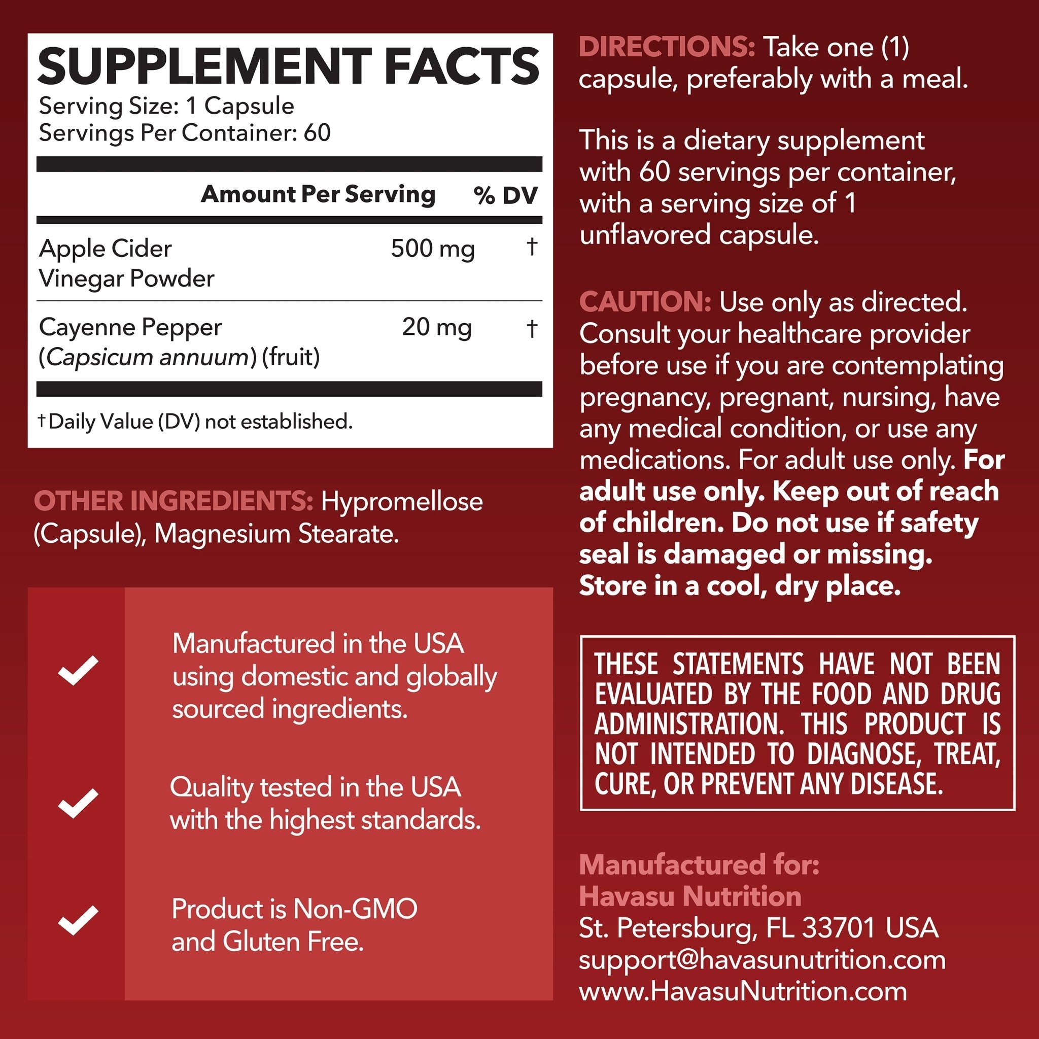 Apple Cider Vinegar Capsules - Havasu Nutrition