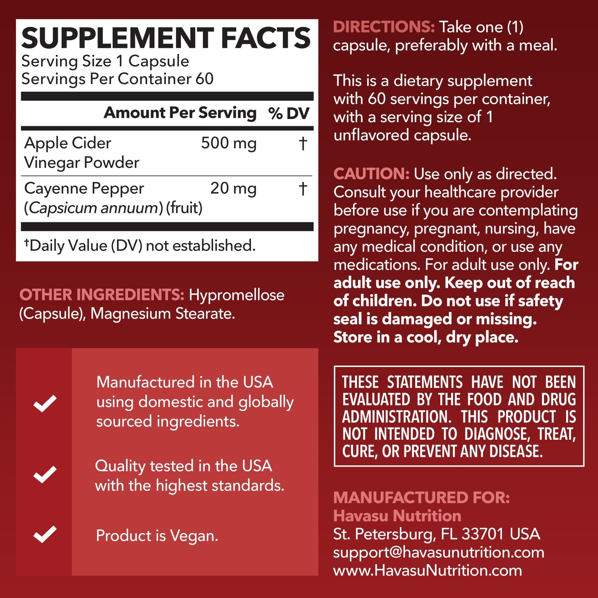 Apple Cider Vinegar Capsules - Havasu Nutrition