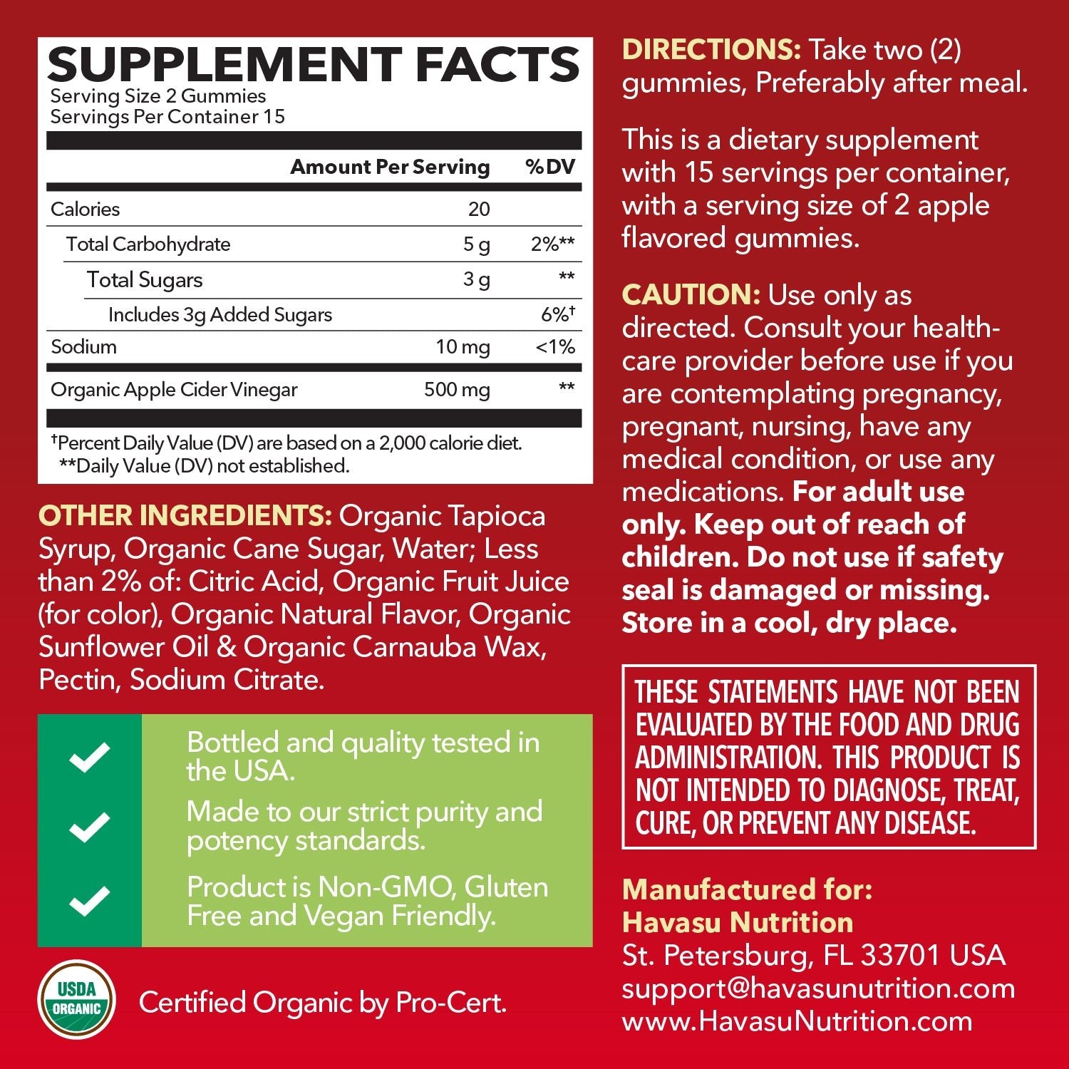 Apple Cider Vinegar Gummies, Apple - Havasu Nutrition