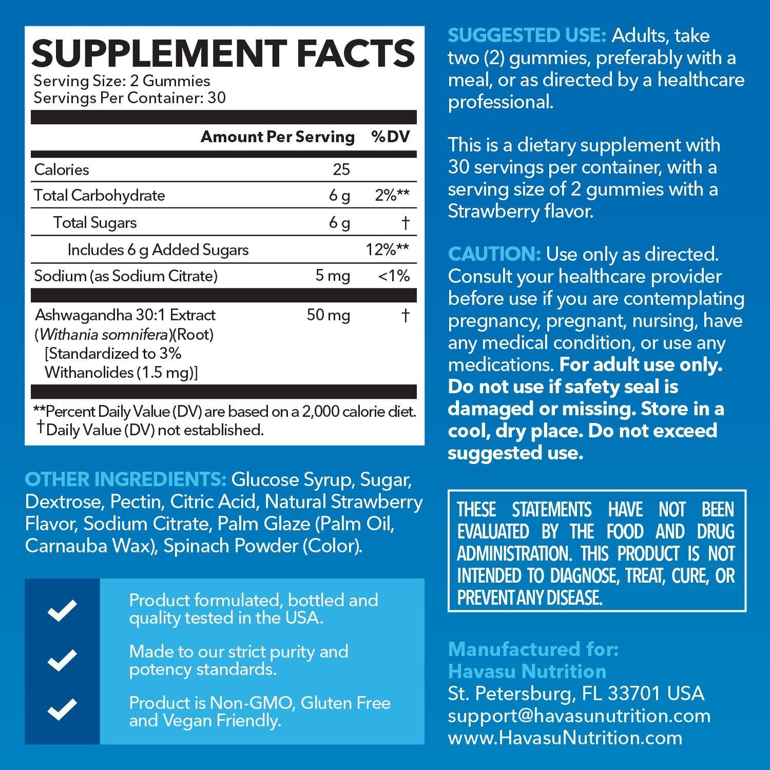 Ashwagandha Gummies, Strawberry - Havasu Nutrition