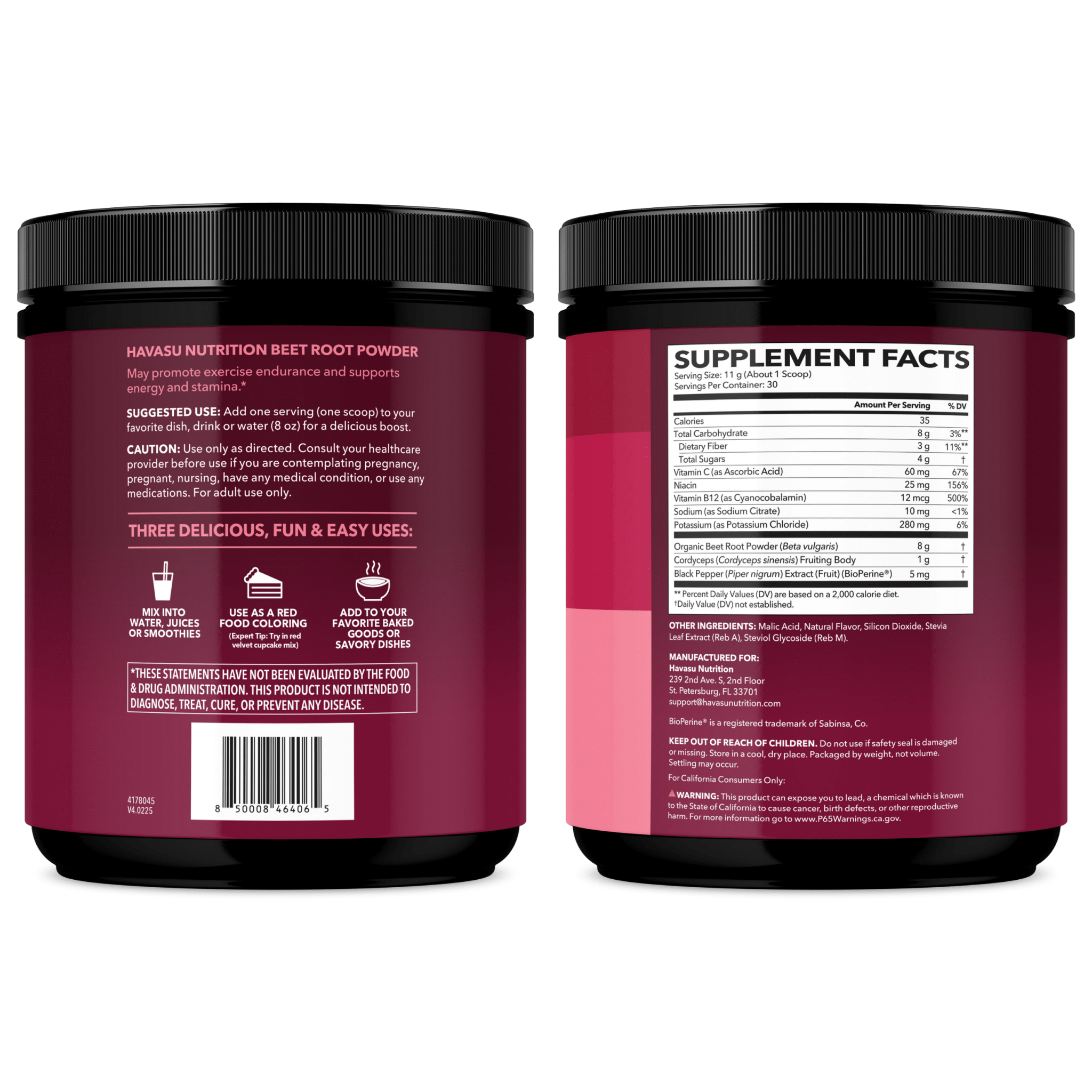 Beet Root Powder, Black Cherry, 327gm - Havasu Nutrition