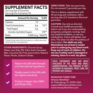 Biotin Gummies, Strawberry, 90ct - Havasu Nutrition