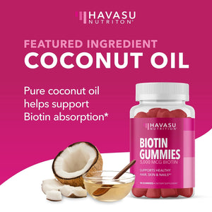 Biotin Gummies, Strawberry, 90ct - Havasu Nutrition