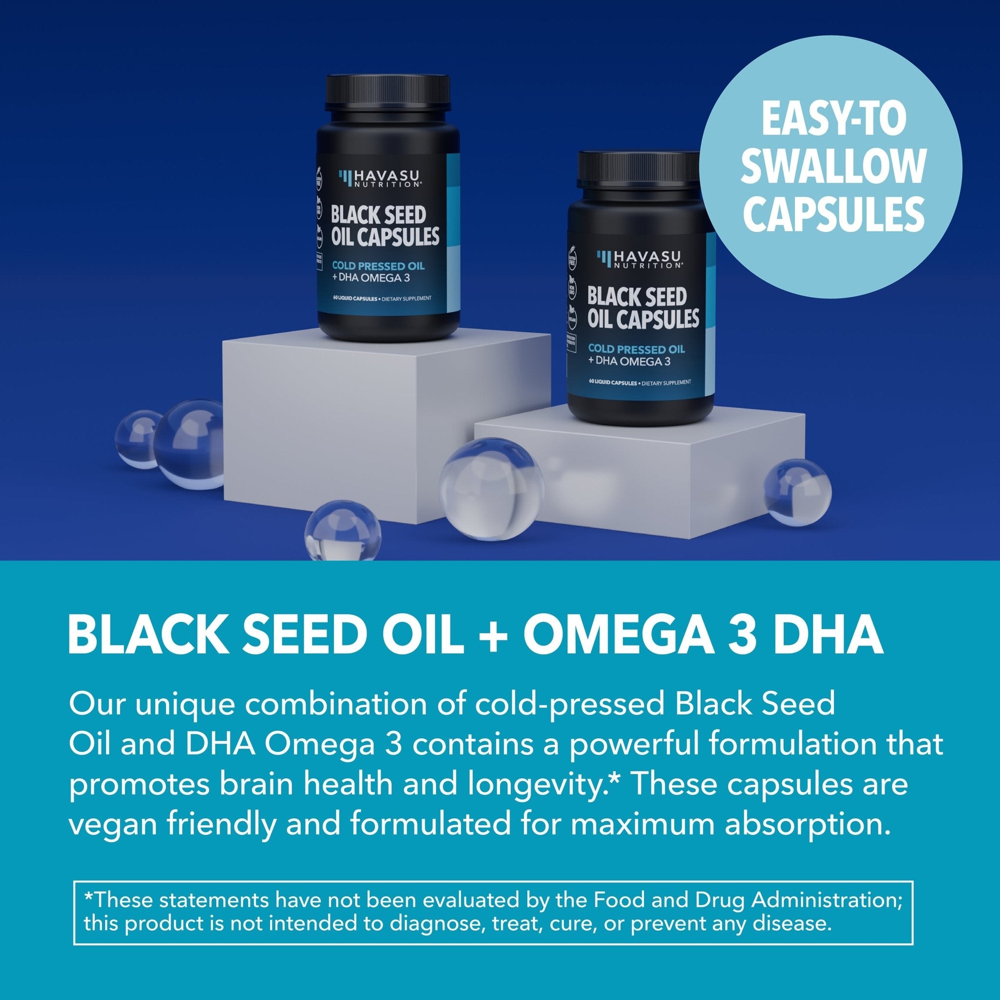 Black Seed Oil + DHA Liquid Capsules, 60 ct - Havasu Nutrition