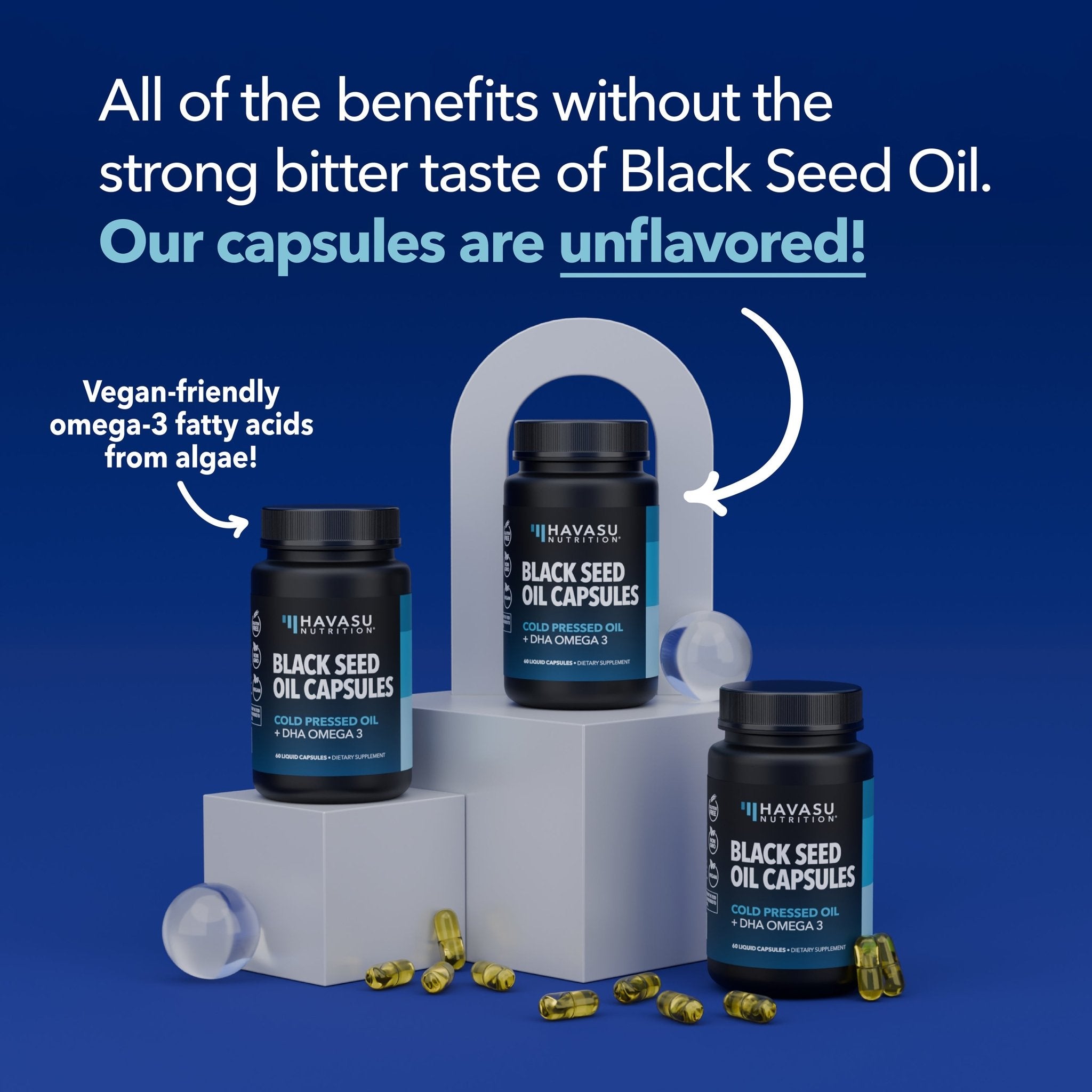 Black Seed Oil + DHA Liquid Capsules, 60 ct - Havasu Nutrition