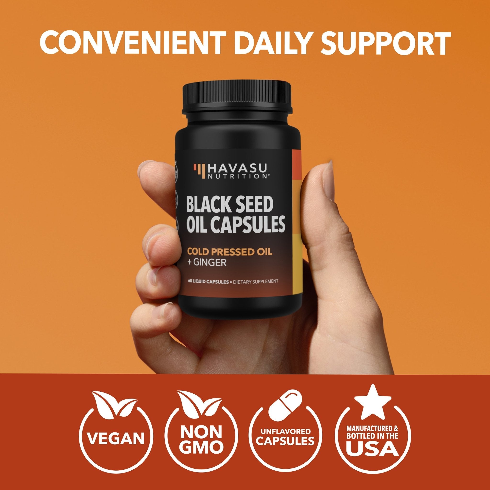 Black Seed Oil + Ginger Liquid Capsules, 60ct - Havasu Nutrition