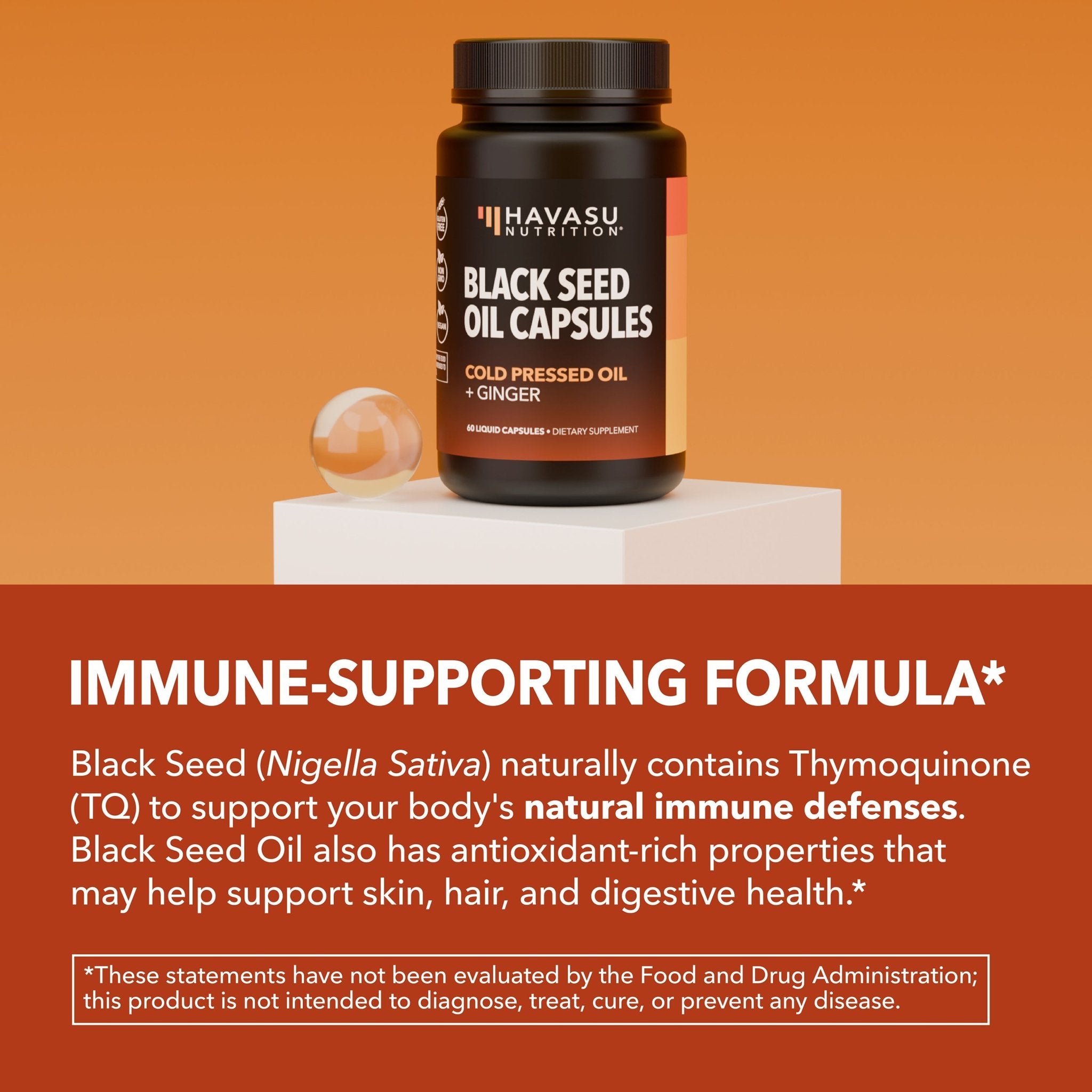Black Seed Oil + Ginger Liquid Capsules, 60ct - Havasu Nutrition
