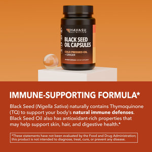 Black Seed Oil + Ginger Liquid Capsules, 60ct - Havasu Nutrition