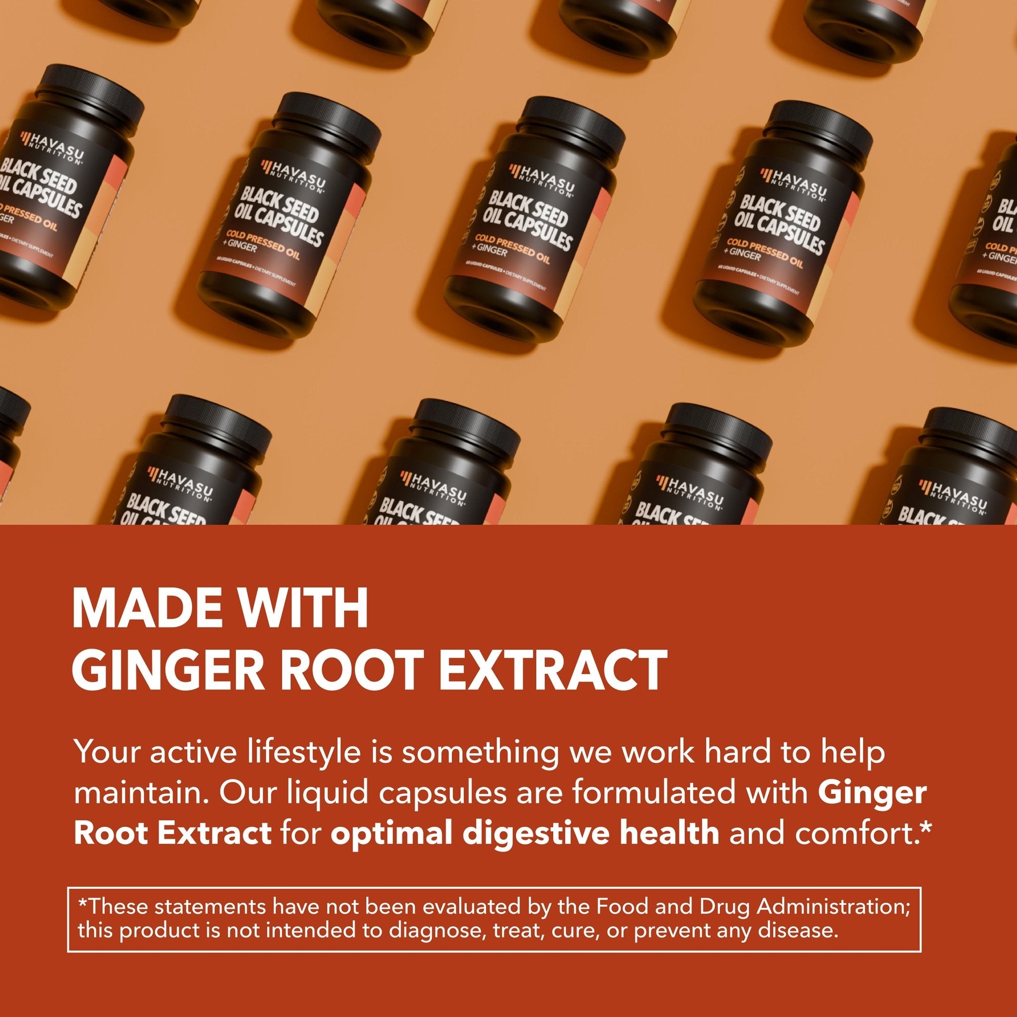 Black Seed Oil + Ginger Liquid Capsules, 60ct - Havasu Nutrition