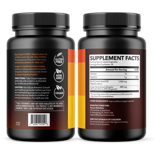 Black Seed Oil + Ginger Liquid Capsules, 60ct - Havasu Nutrition