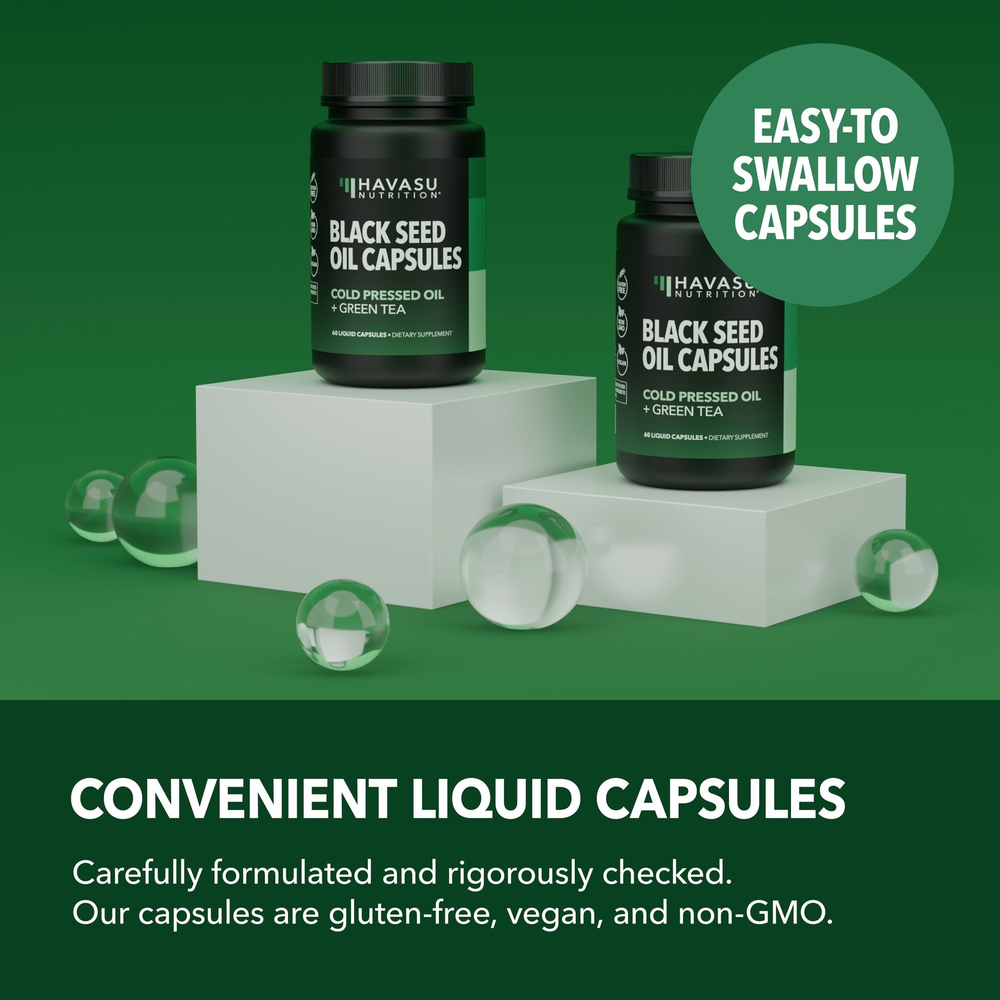 Black Seed Oil + Green Tea Liquid Capsules, 60ct - Havasu Nutrition