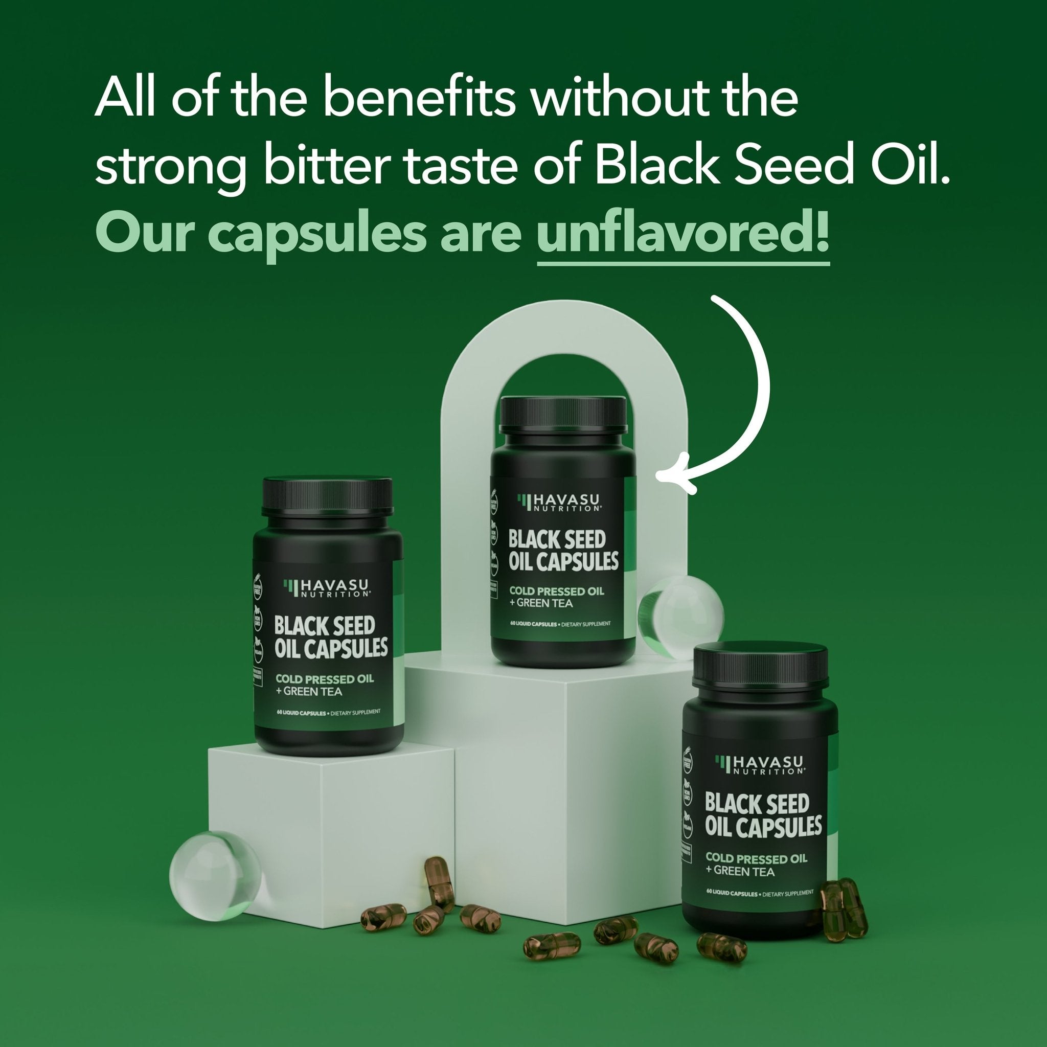 Black Seed Oil + Green Tea Liquid Capsules, 60ct - Havasu Nutrition
