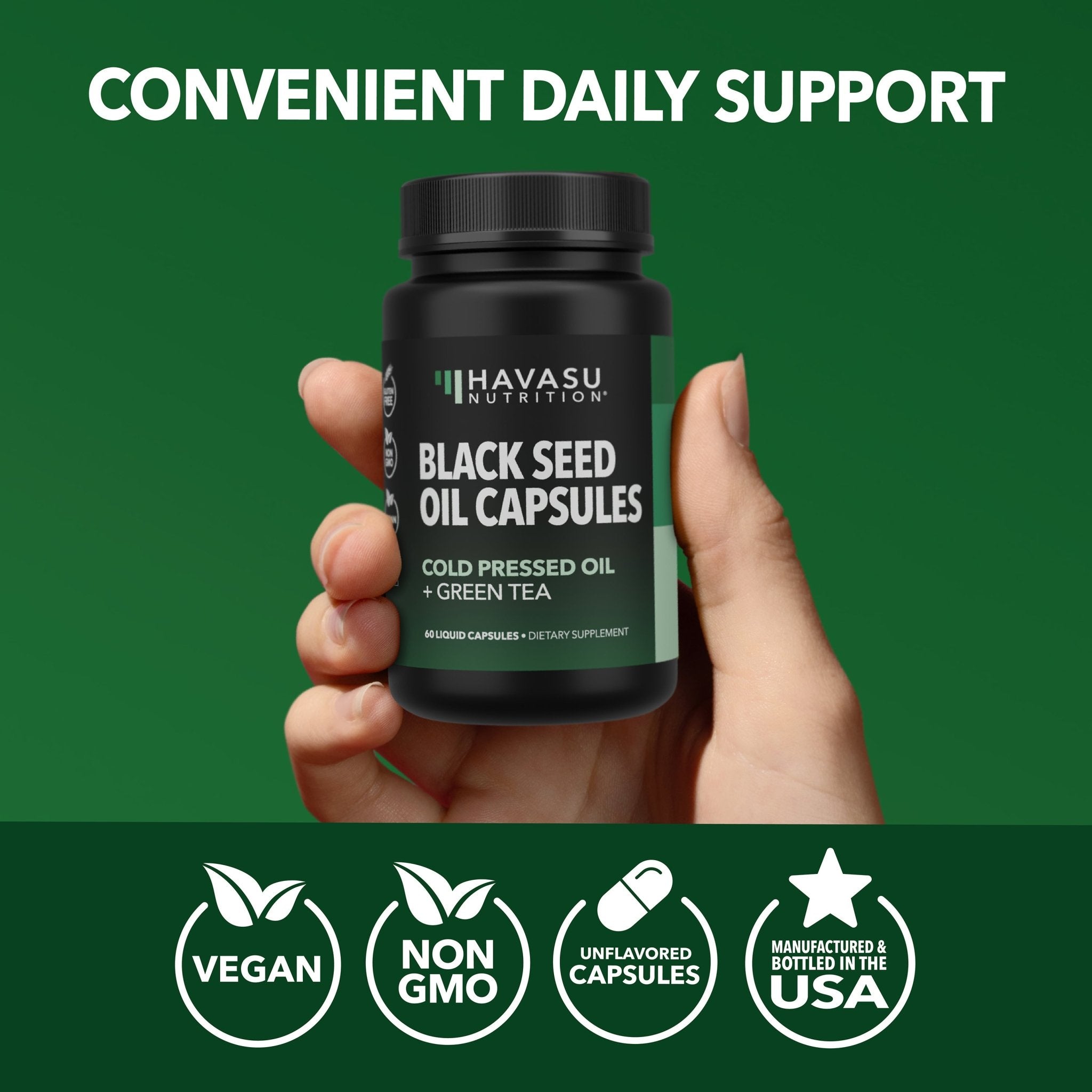 Black Seed Oil + Green Tea Liquid Capsules, 60ct - Havasu Nutrition