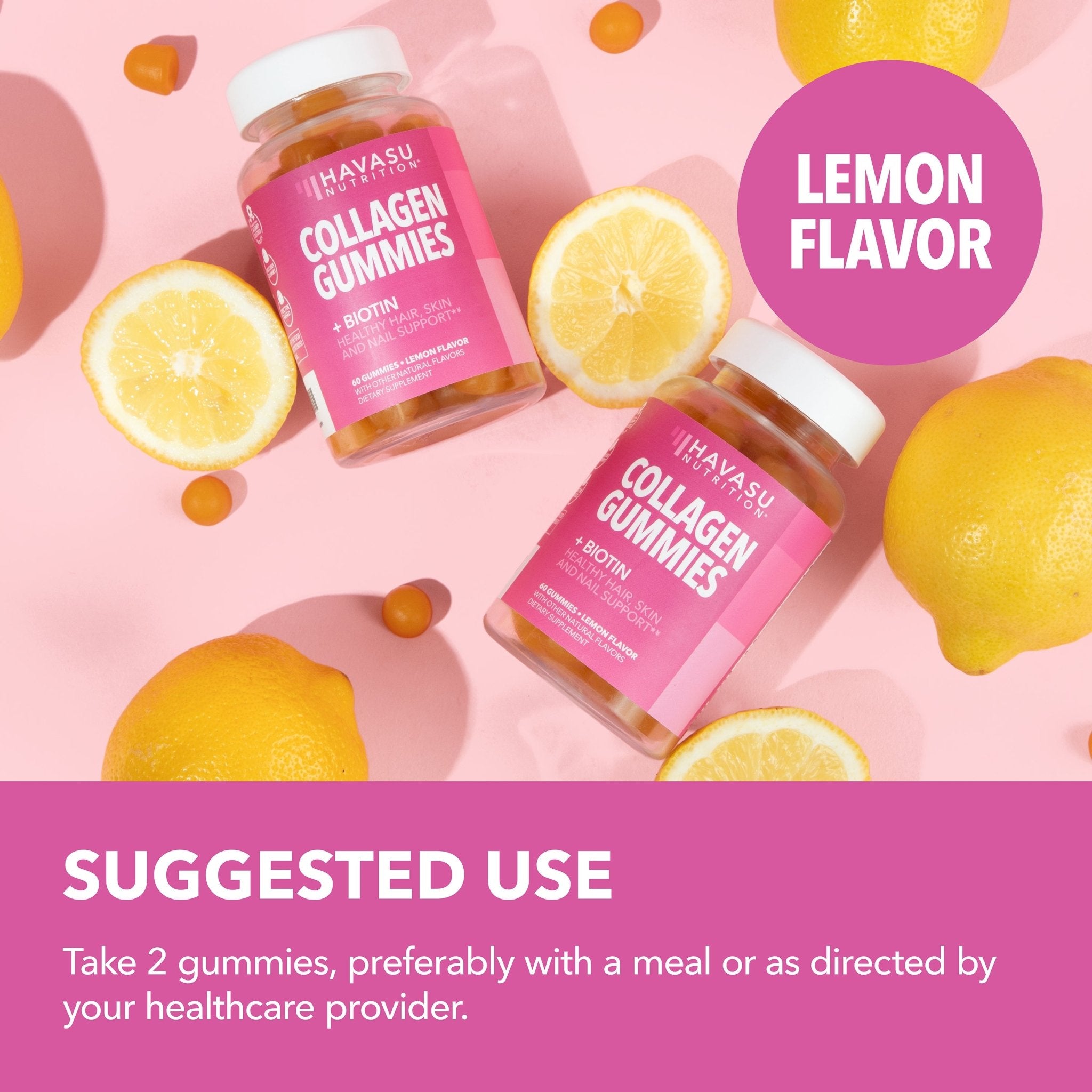 Collagen Gummies, Lemon Flavor, 60ct - Havasu Nutrition