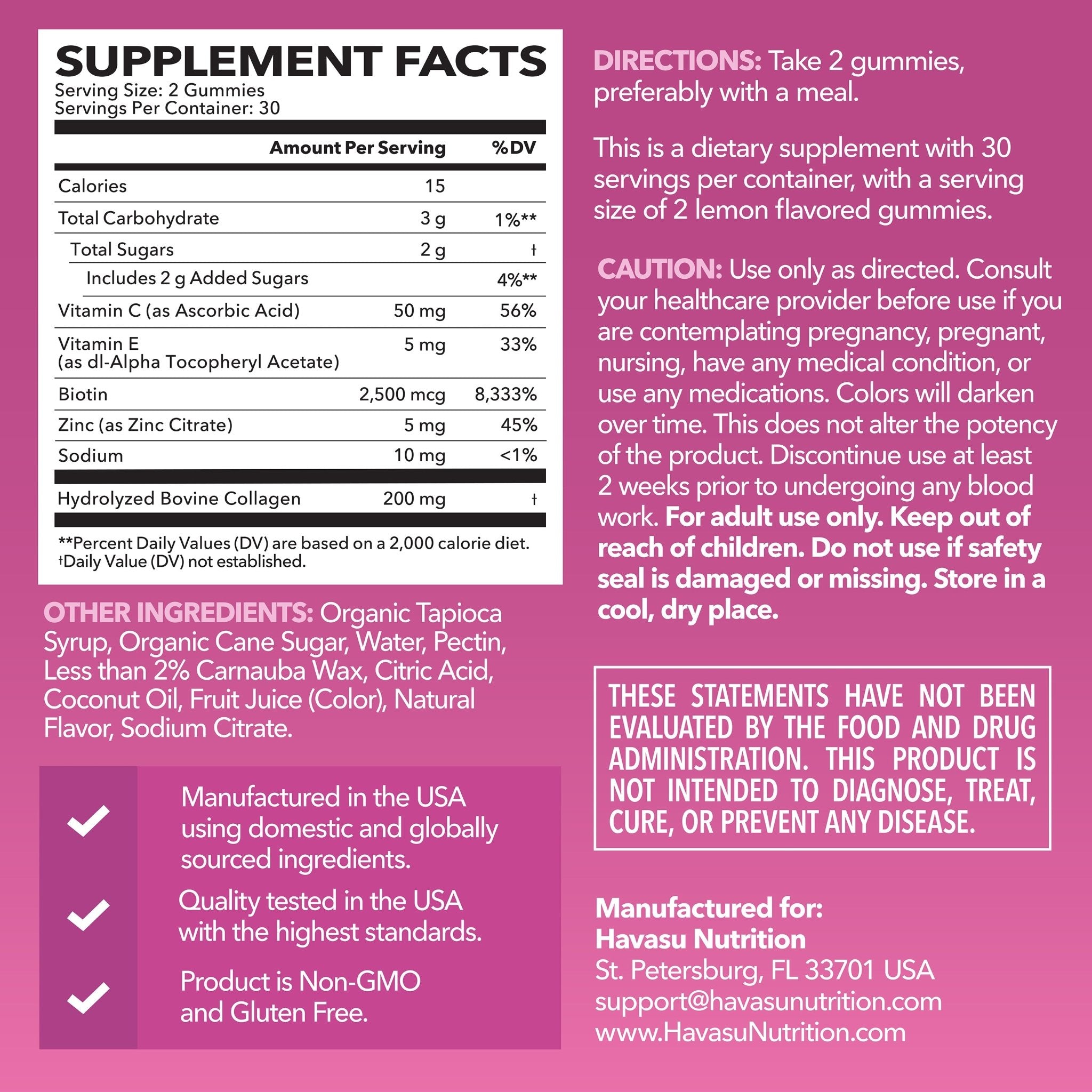Collagen Gummies, Lemon Flavor, 60ct - Havasu Nutrition