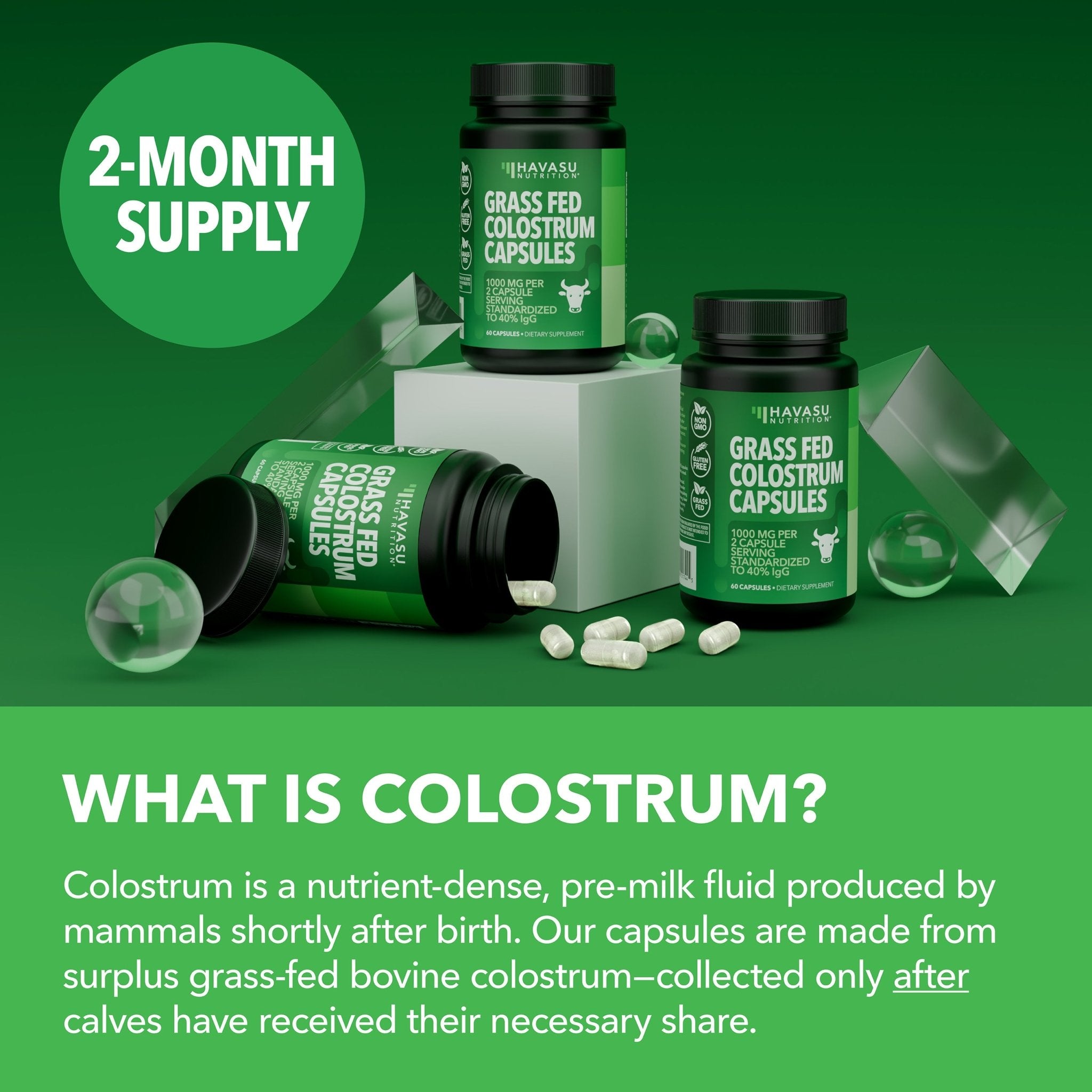 Colostrum 40% IgG, 120ct - Havasu Nutrition