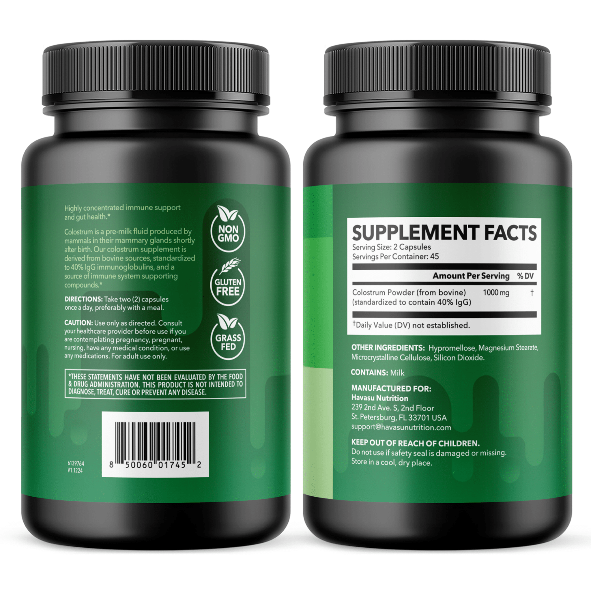 Colostrum Capsules, 40% IgG, 90 Count - Havasu Nutrition