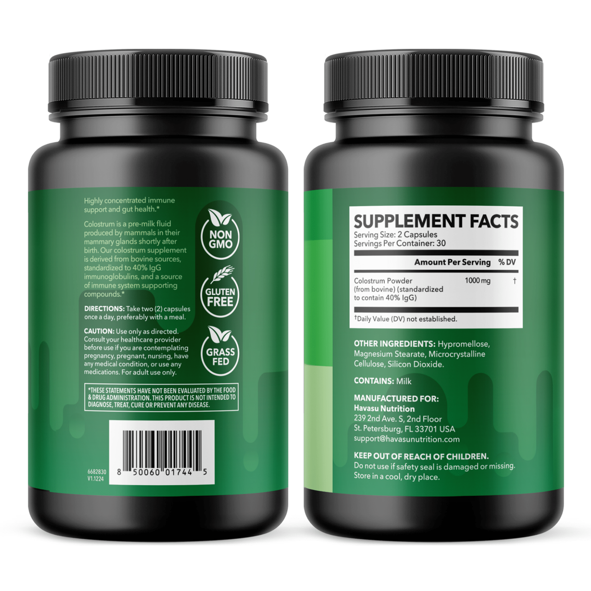 Colostrum Capsules,40% IgG, 60 count - Havasu Nutrition