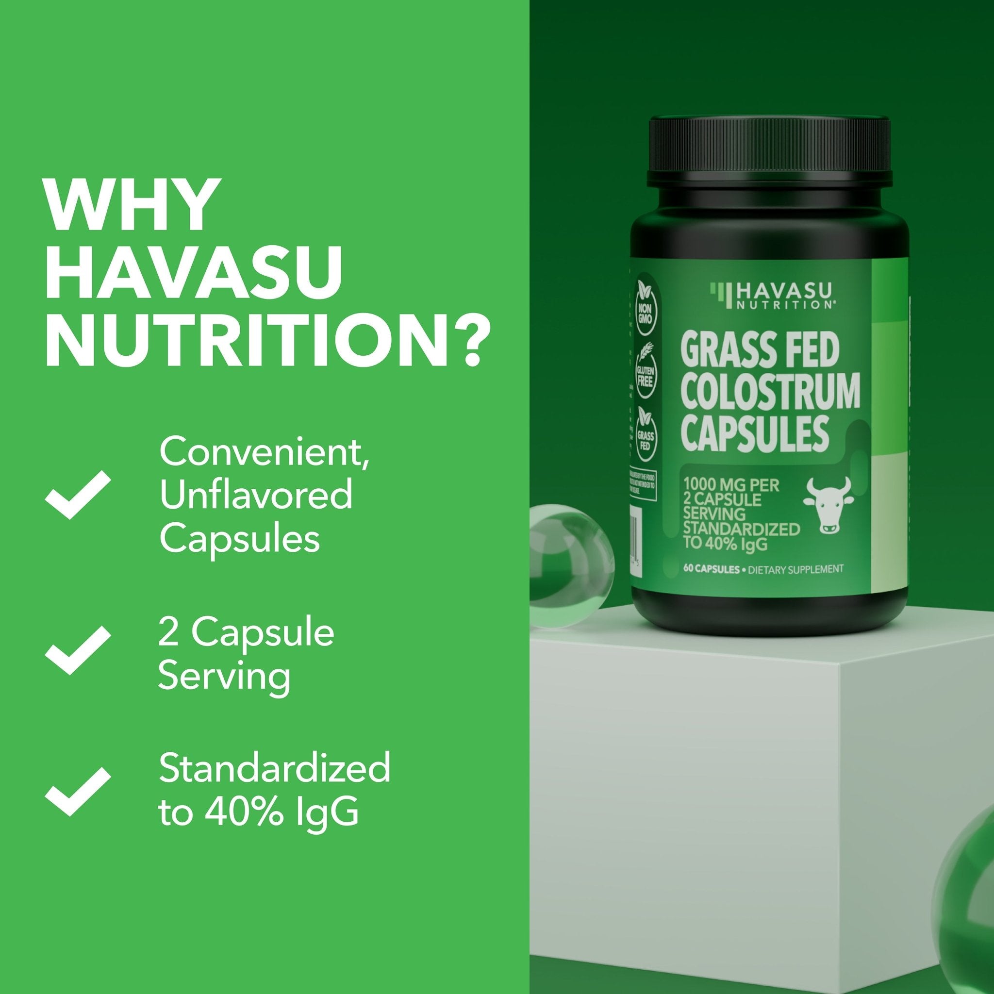 Colostrum Capsules,40% IgG, 60 count - Havasu Nutrition