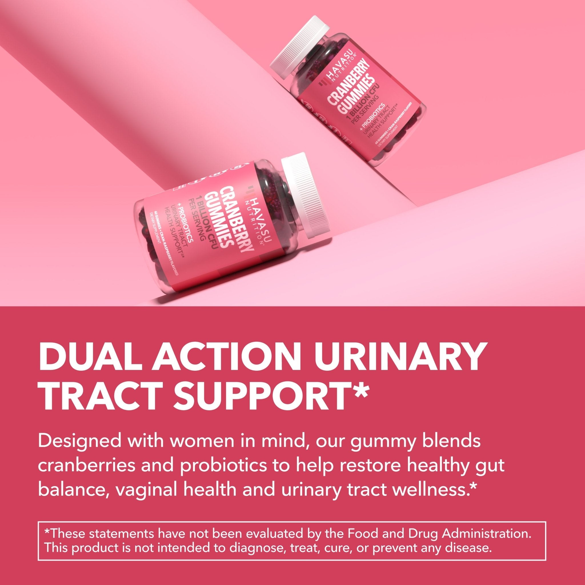 Cranberry Probiotic Gummies, Cran-Raspberry - Havasu Nutrition