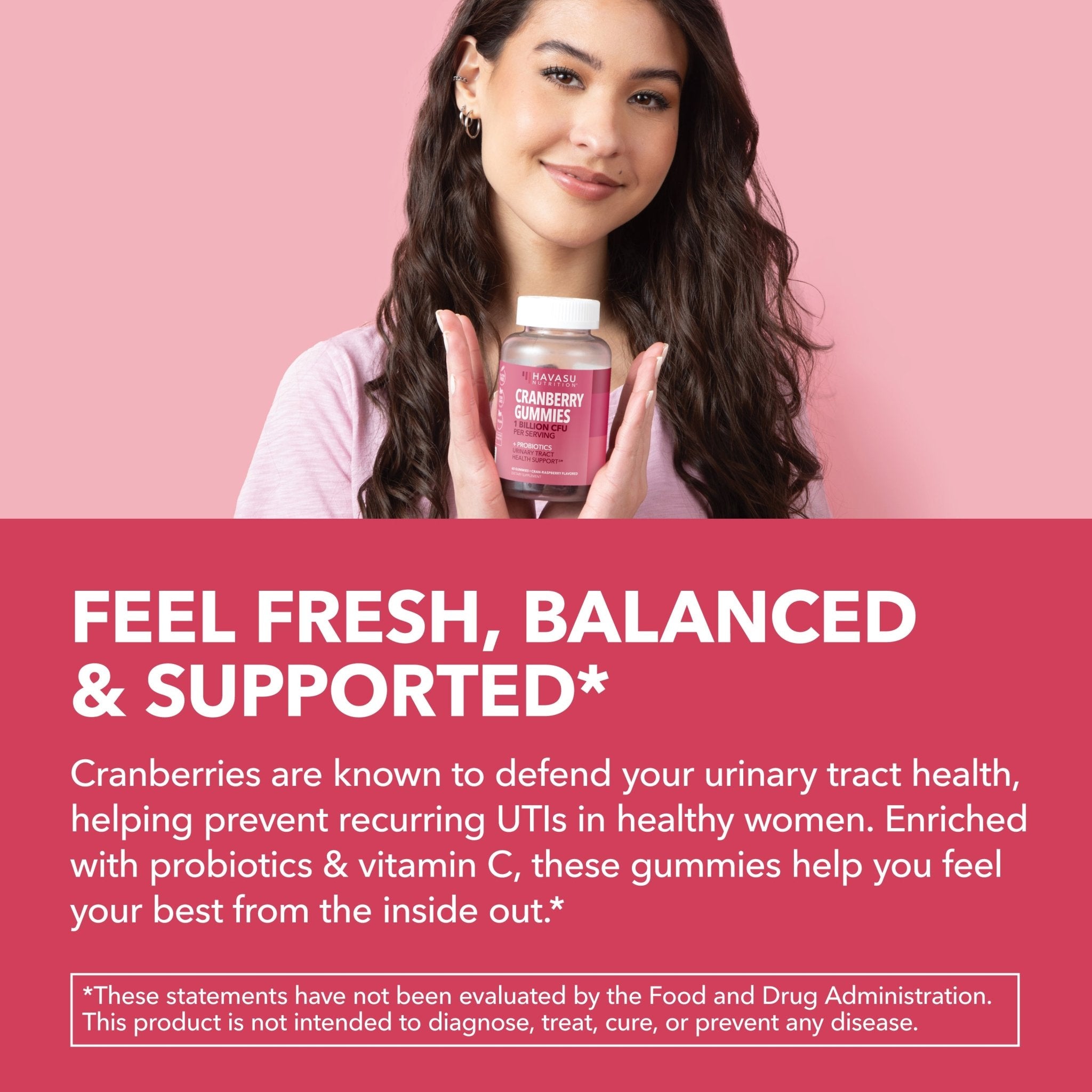 Cranberry Probiotic Gummies, Cran-Raspberry - Havasu Nutrition