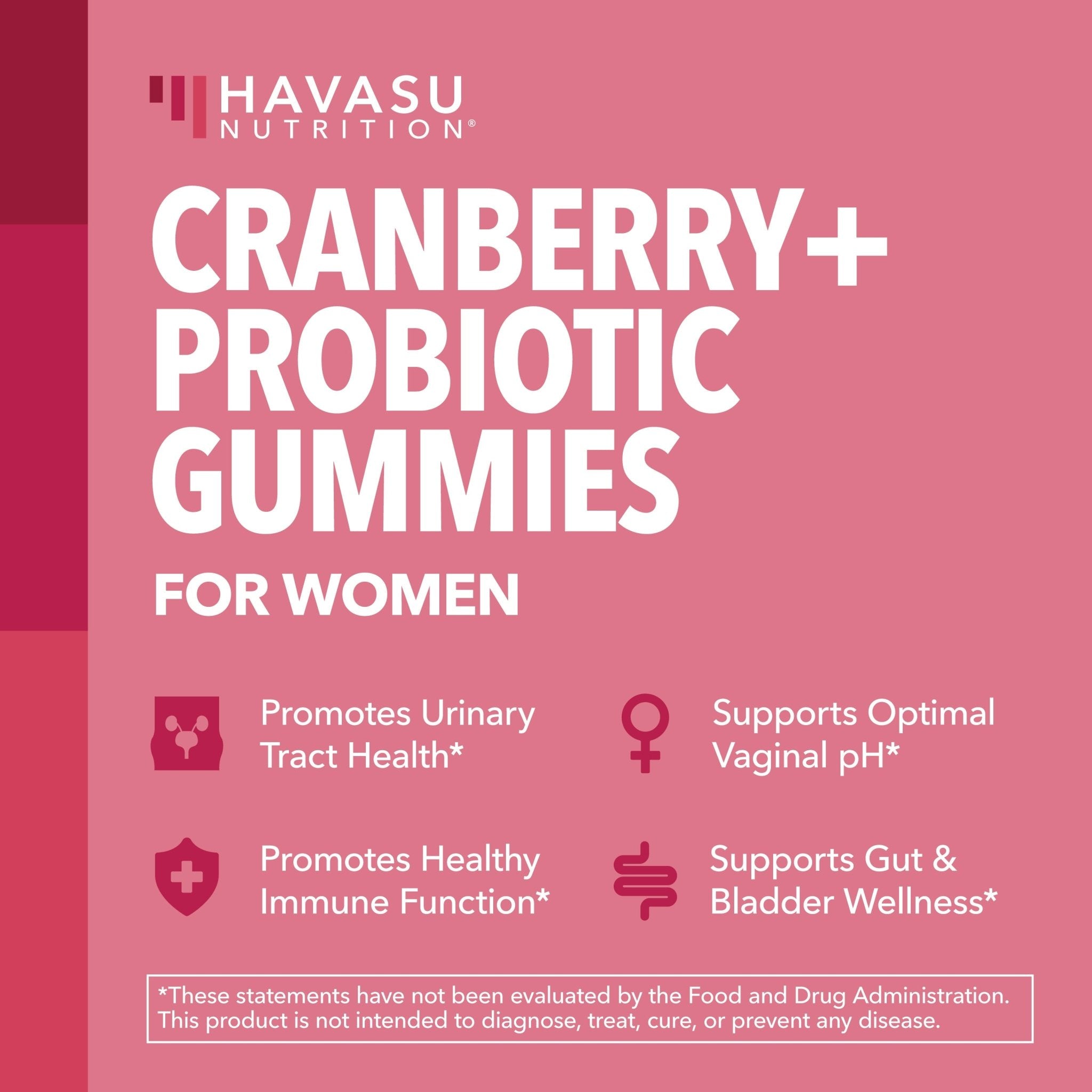 Cranberry Probiotic Gummies, Cran-Raspberry - Havasu Nutrition