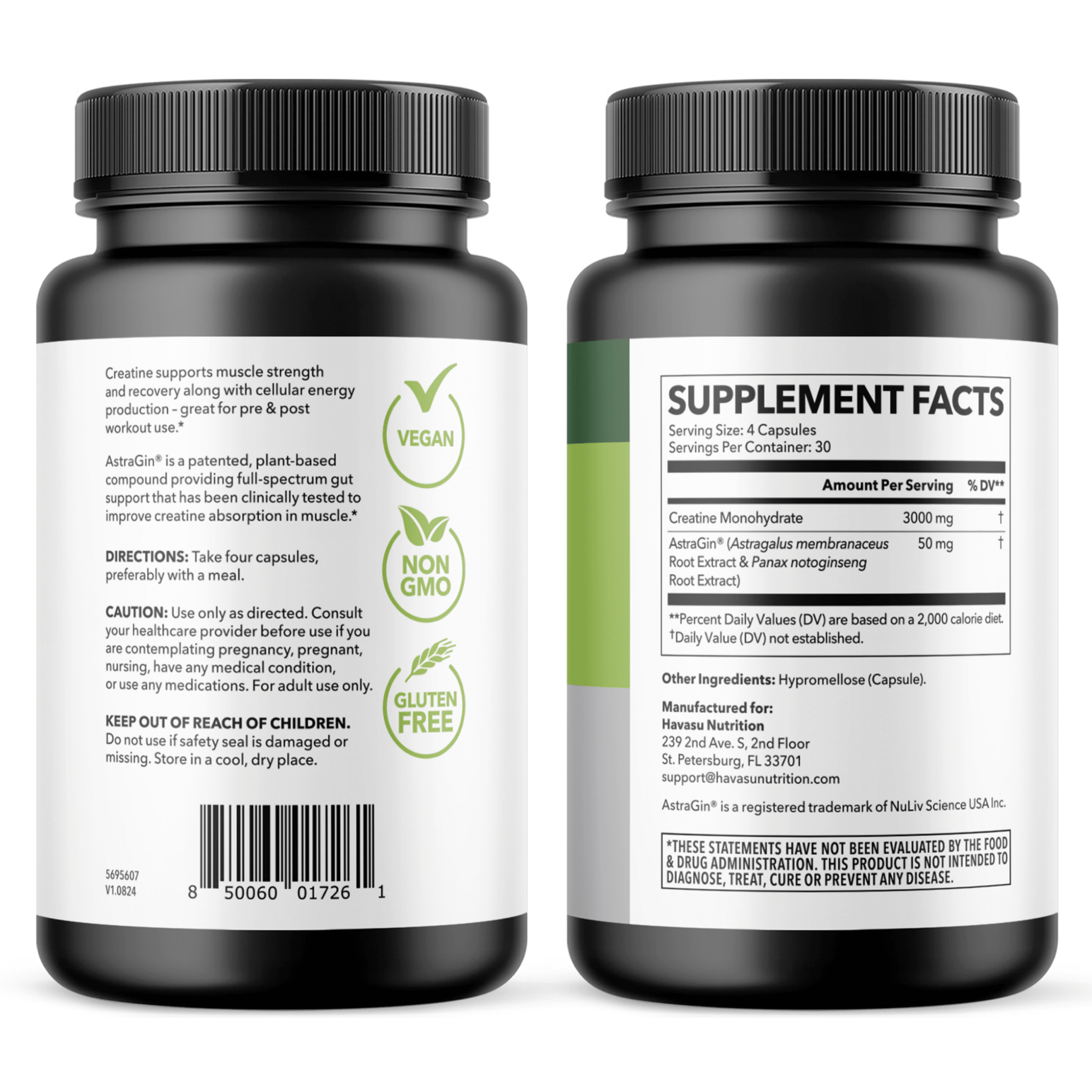 Creatine + AstraGin Capsules, 120ct - Havasu Nutrition