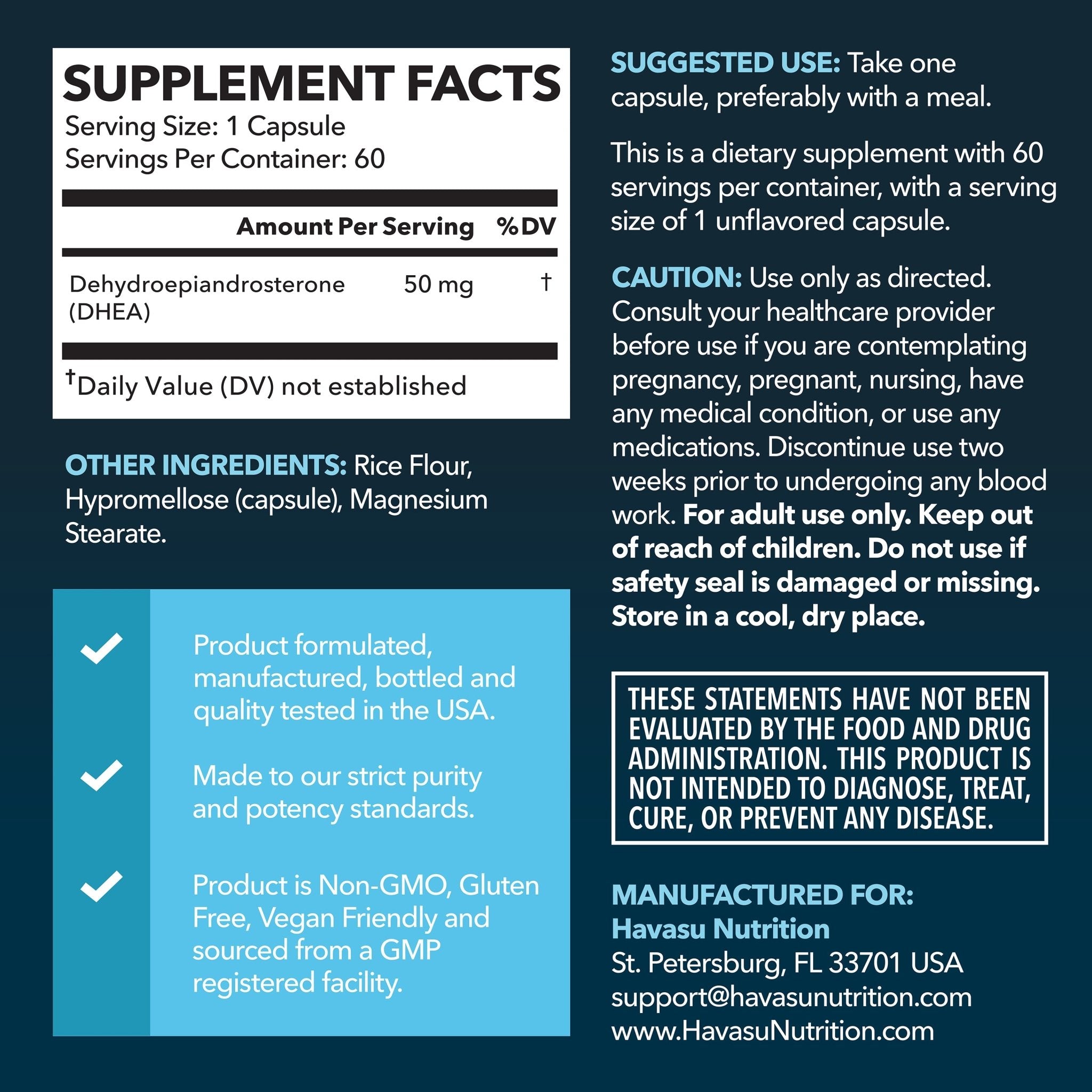 DHEA Capsules, 60ct - Havasu Nutrition