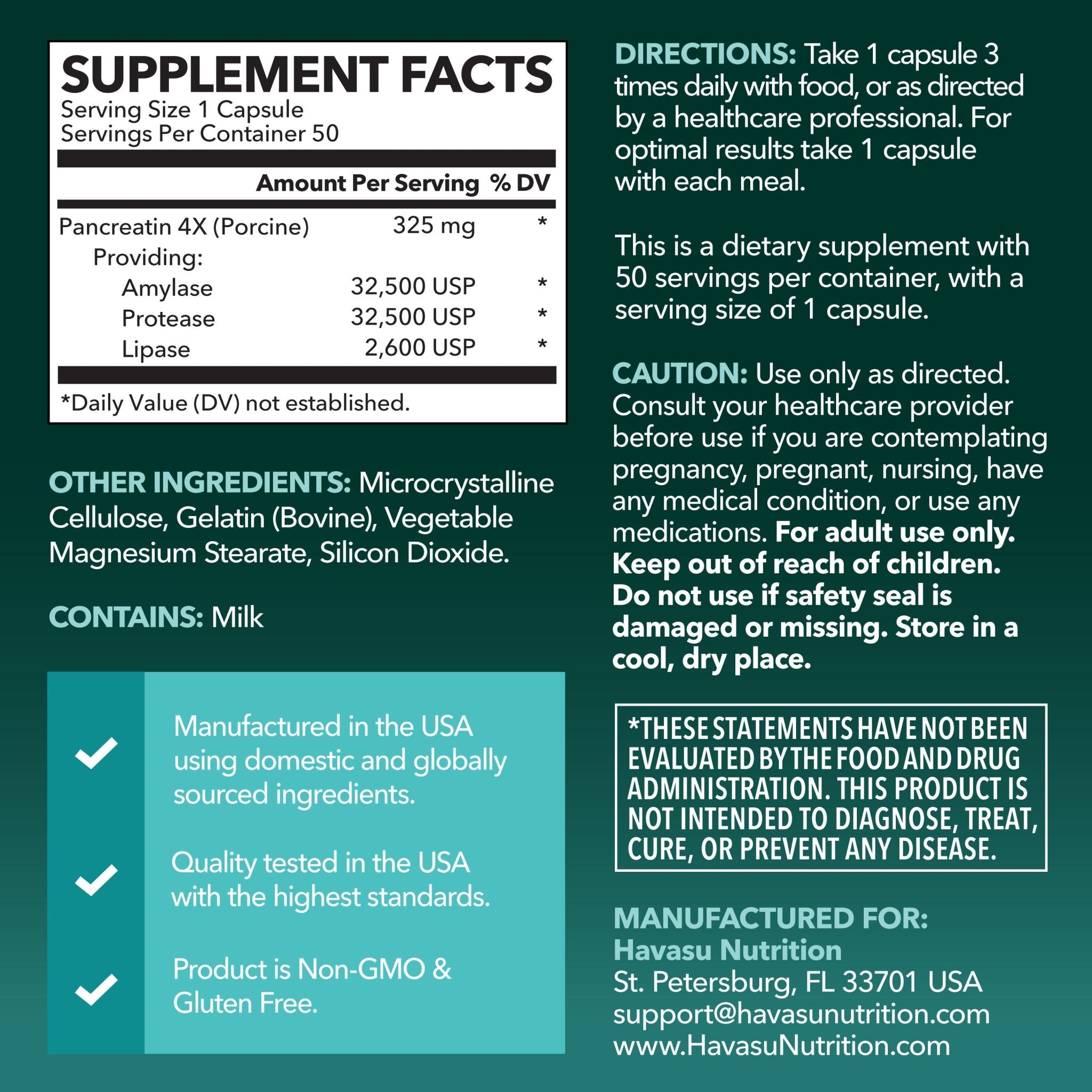Digestive Enzymes Capsules, 50ct - Havasu Nutrition