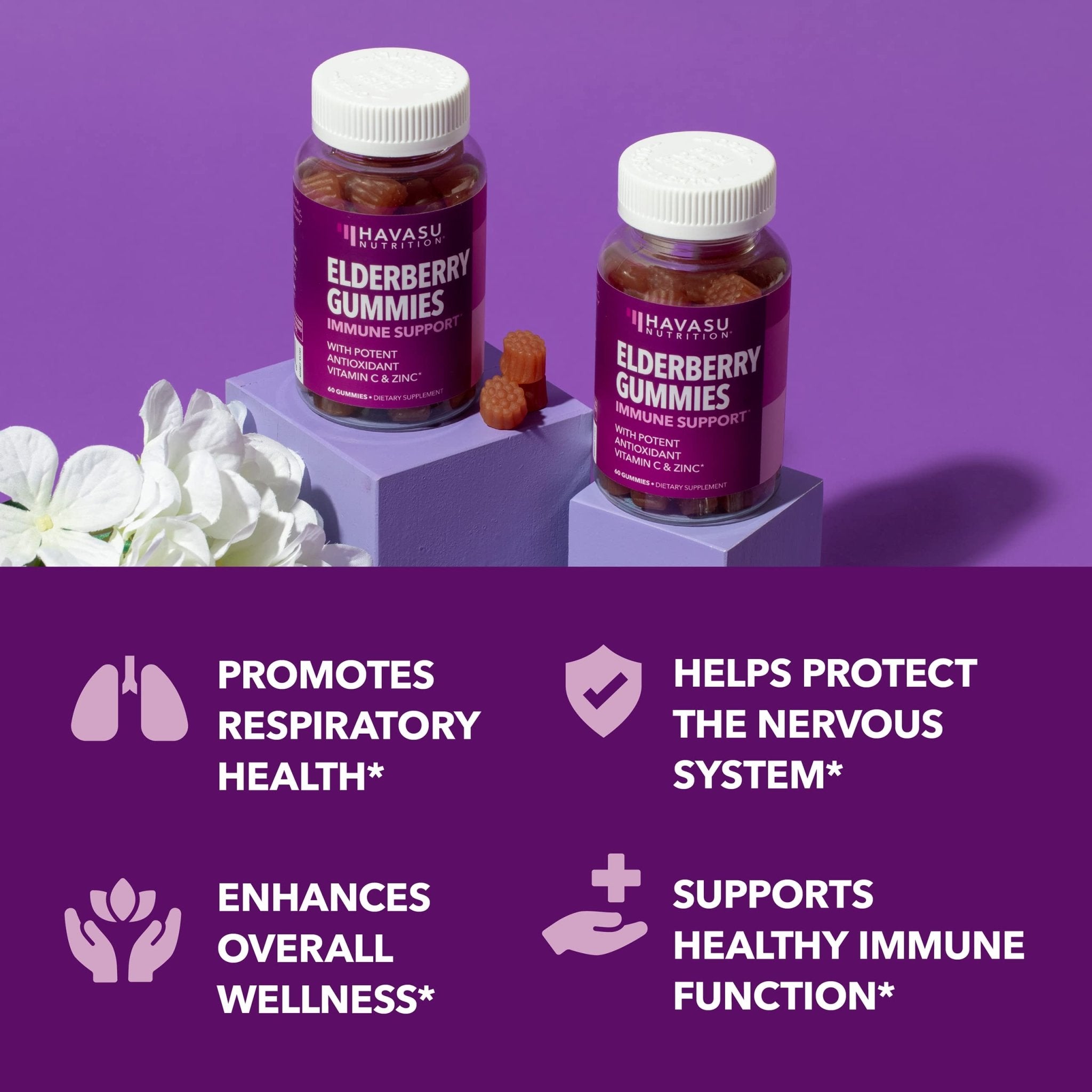 Elderberry Gummies for Adults, Elderberry Flavor - Havasu Nutrition