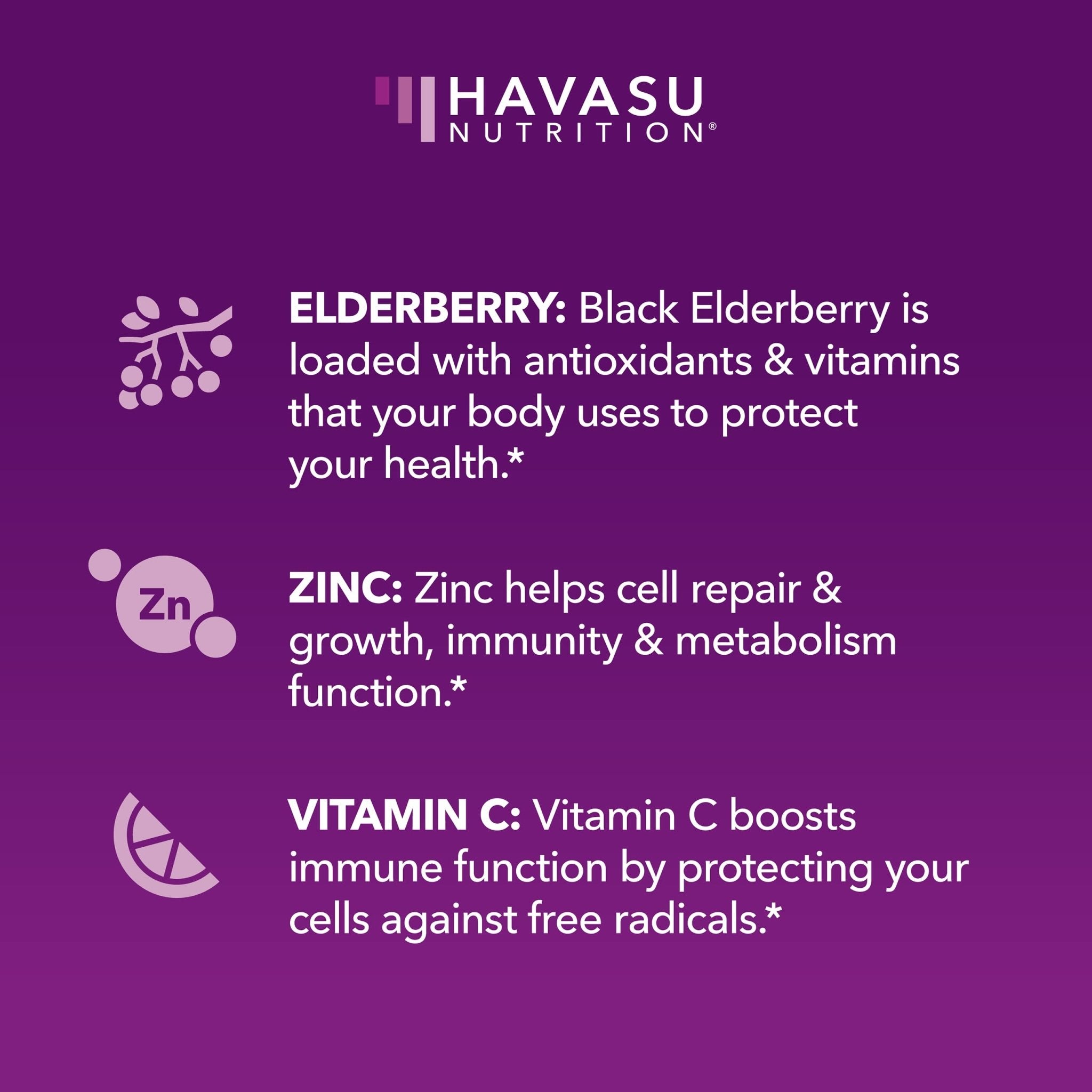 Elderberry Gummies for Adults, Elderberry Flavor - Havasu Nutrition