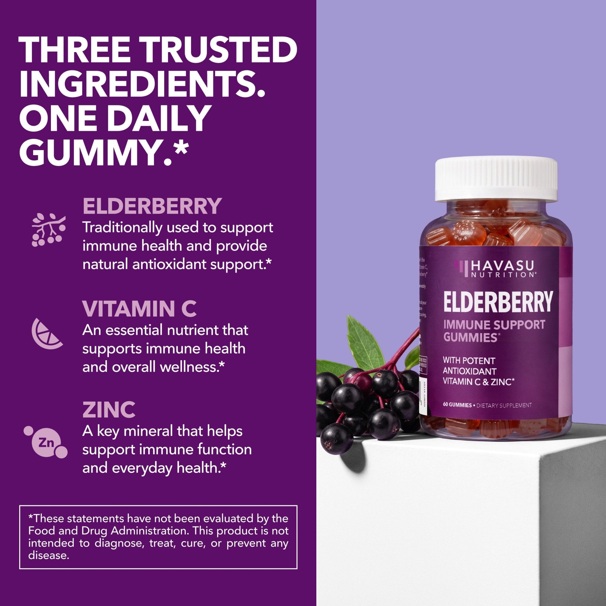 Elderberry Gummies for Adults, Elderberry Flavor - Havasu Nutrition