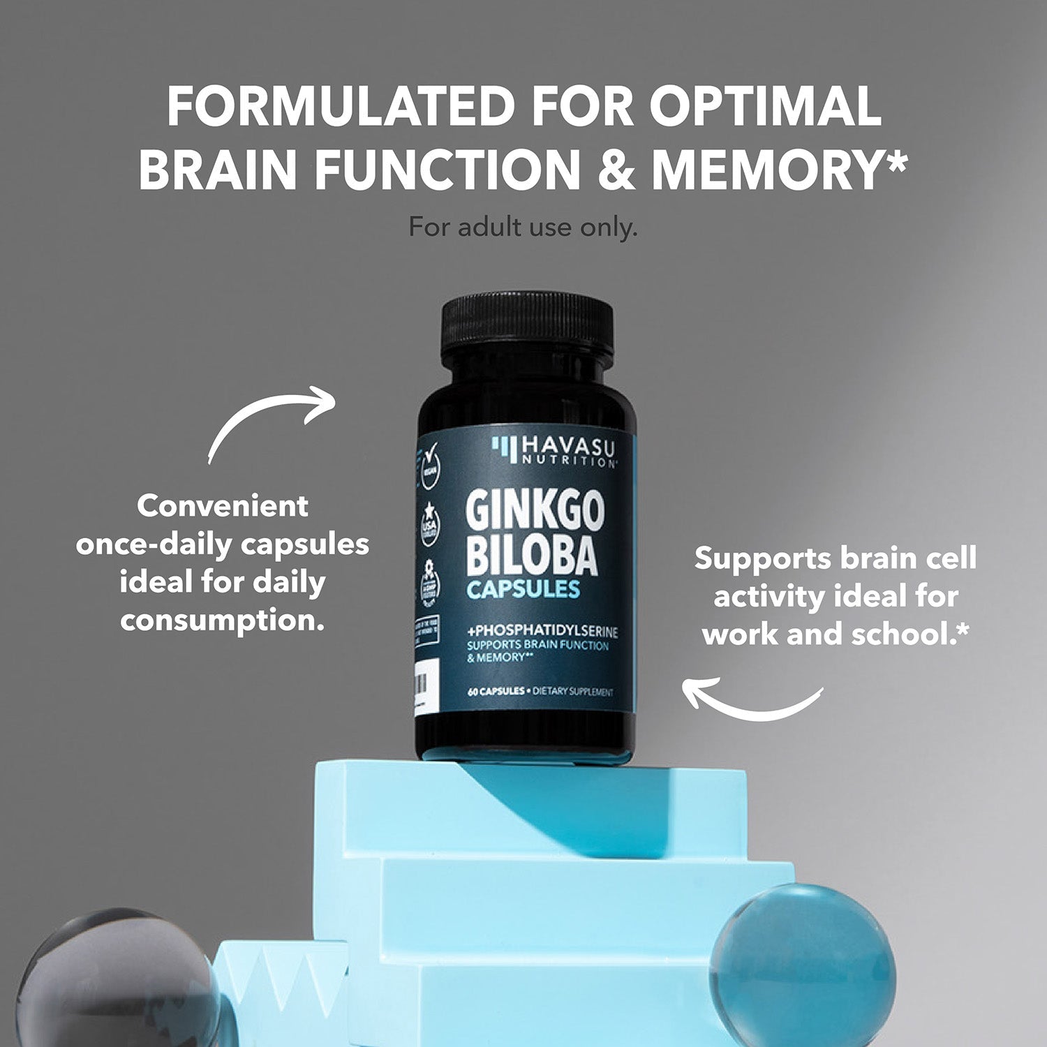 Ginkgo Biloba Capsules, 60ct - Havasu Nutrition