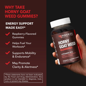 Horny Goat Weed Gummies, Raspberry Flavor - Havasu Nutrition