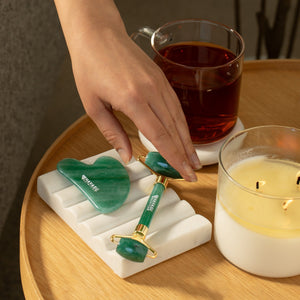 Jade Gua Sha + Face Roller Kit - Lymphatic Drainage Support (1 Jade Gua Sha + 1 Face Roller) - Havasu Nutrition