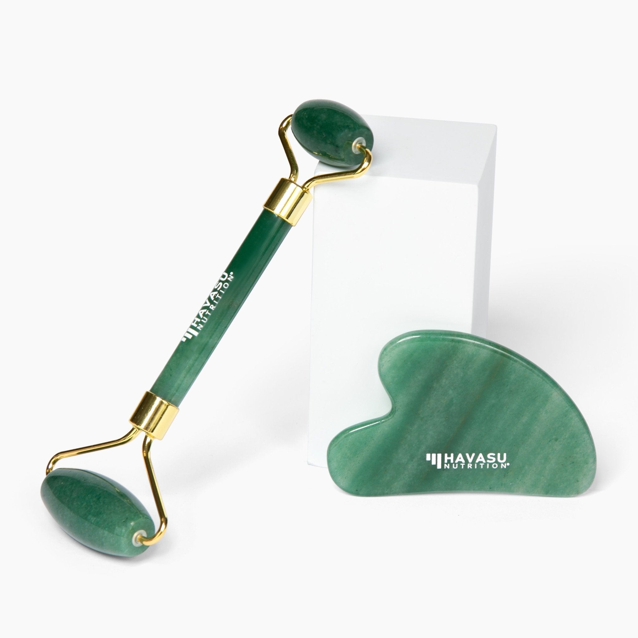 Jade Gua Sha + Face Roller Kit - Lymphatic Drainage Support (1 Jade Gua Sha + 1 Face Roller) - Havasu Nutrition