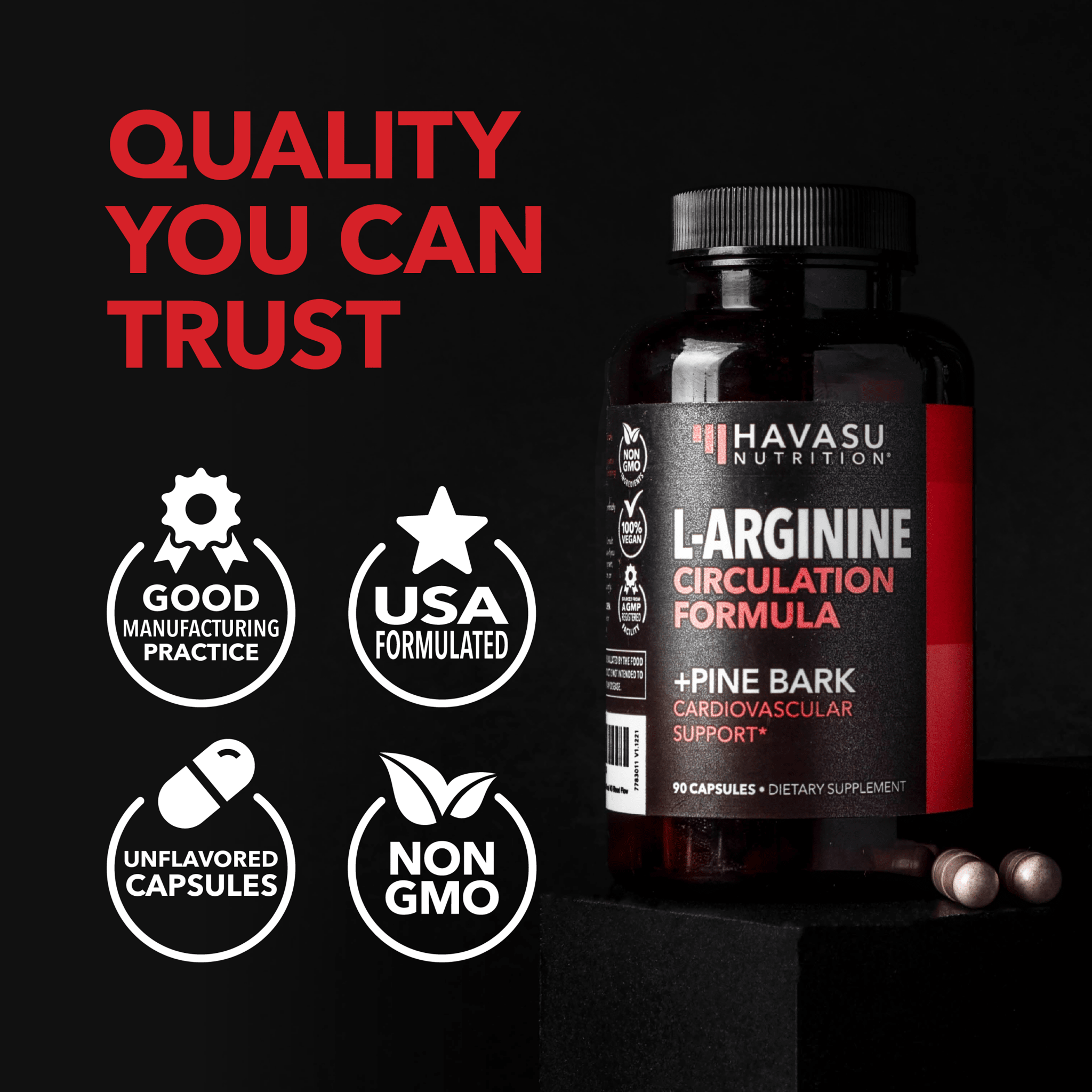 L - Arginine + Pine Bark Capsules, 90ct - Havasu Nutrition