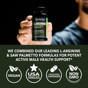 L - Arginine + Saw Palmetto Capsules, 60ct - Havasu Nutrition