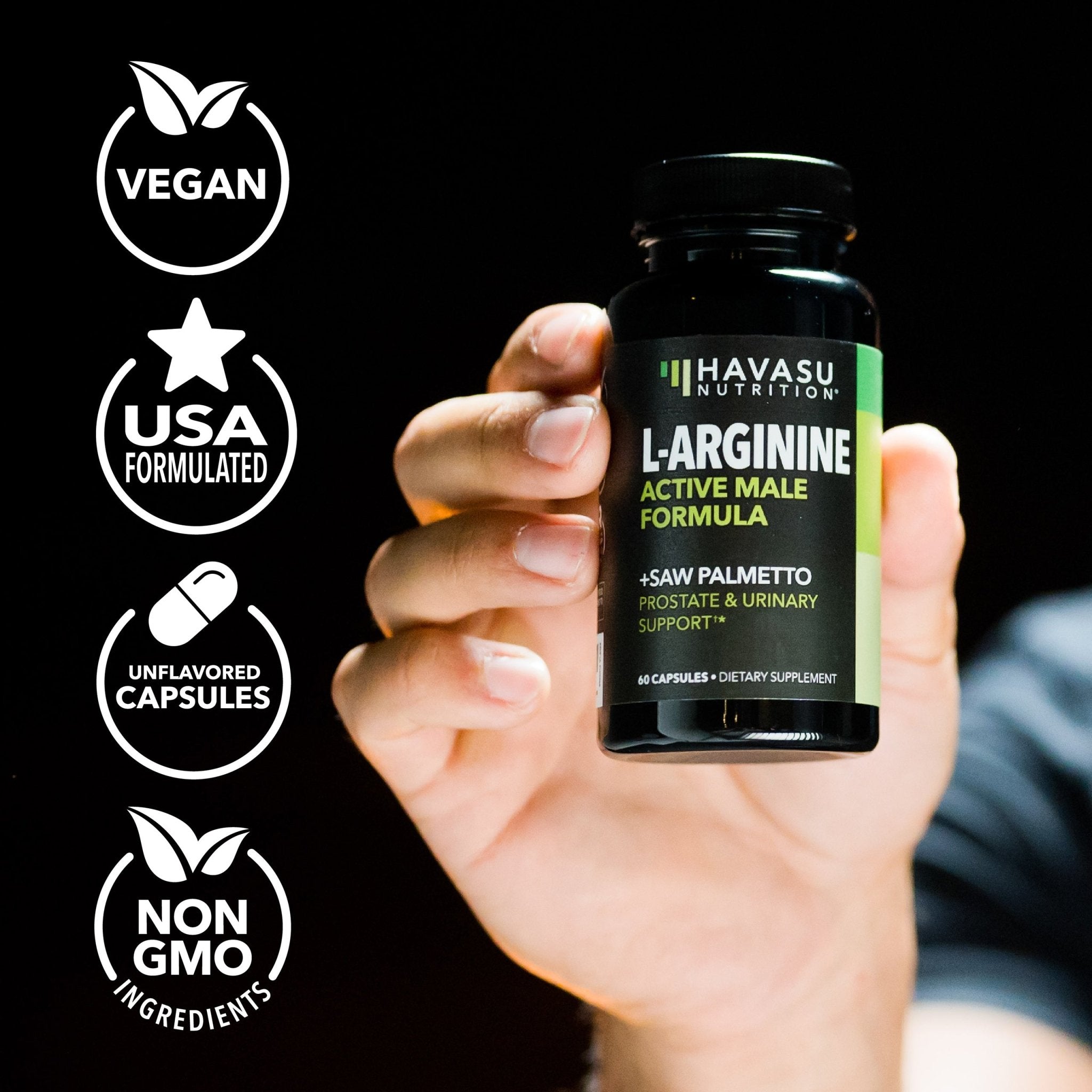 L - Arginine + Saw Palmetto Capsules, 60ct - Havasu Nutrition