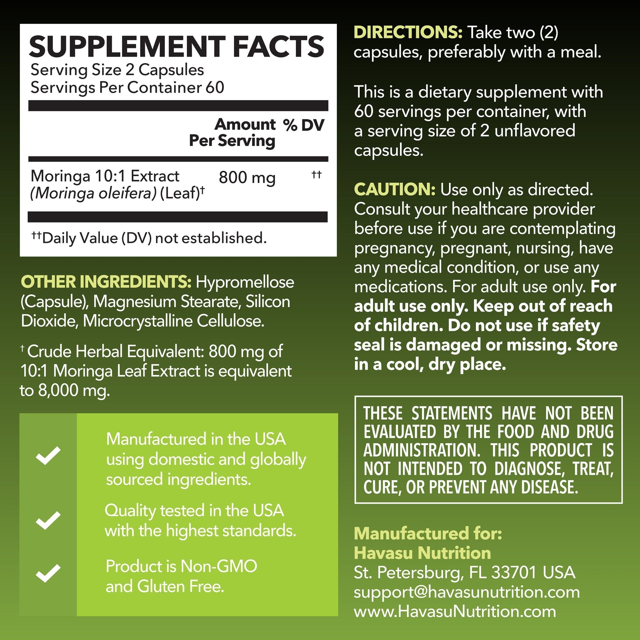Moringa Capsules, 120ct - Havasu Nutrition