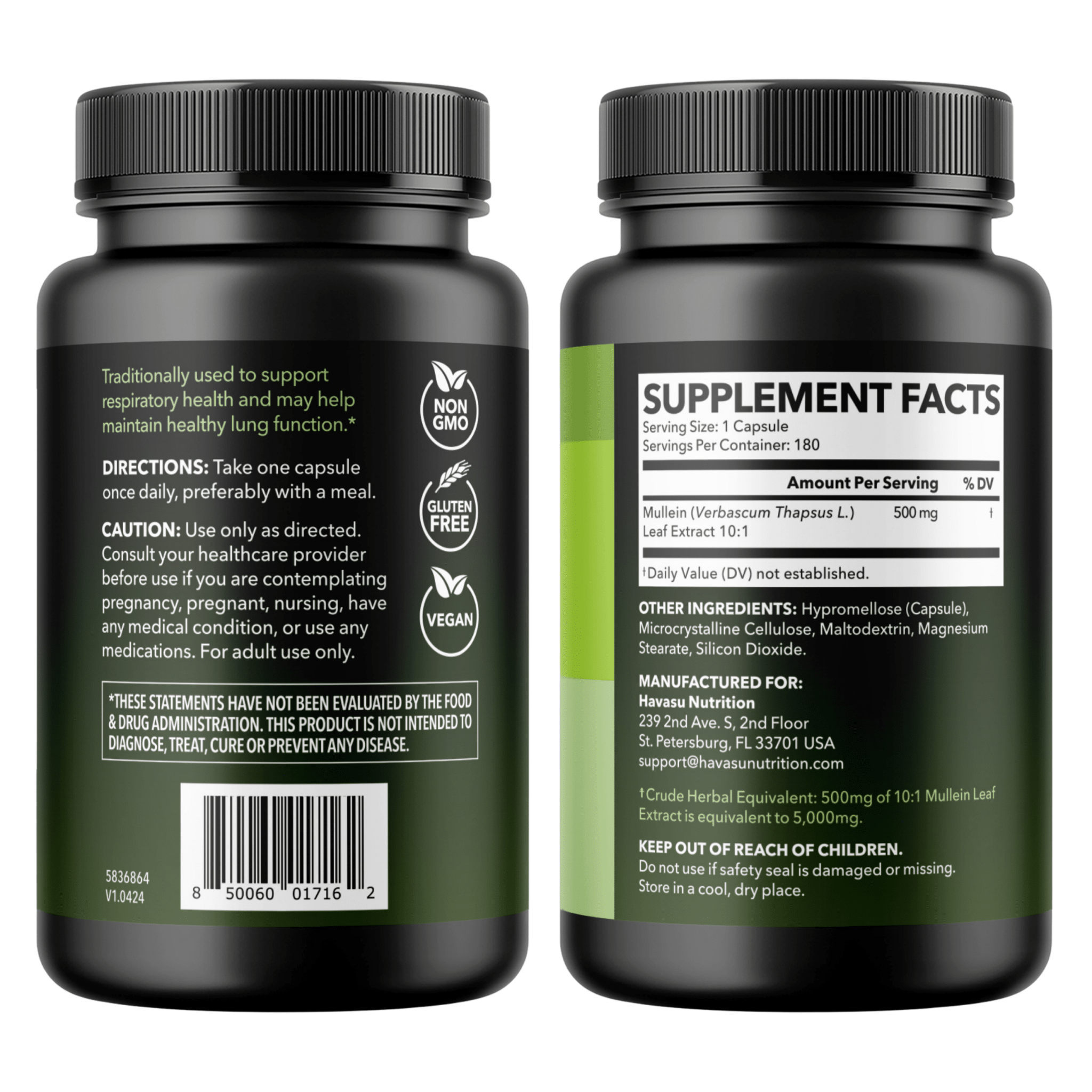 Mullein Leaf Capsules, 180ct - Havasu Nutrition
