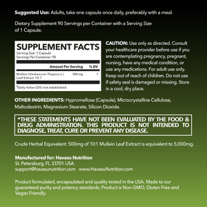 Mullein Leaf Capsules, 90ct - Havasu Nutrition