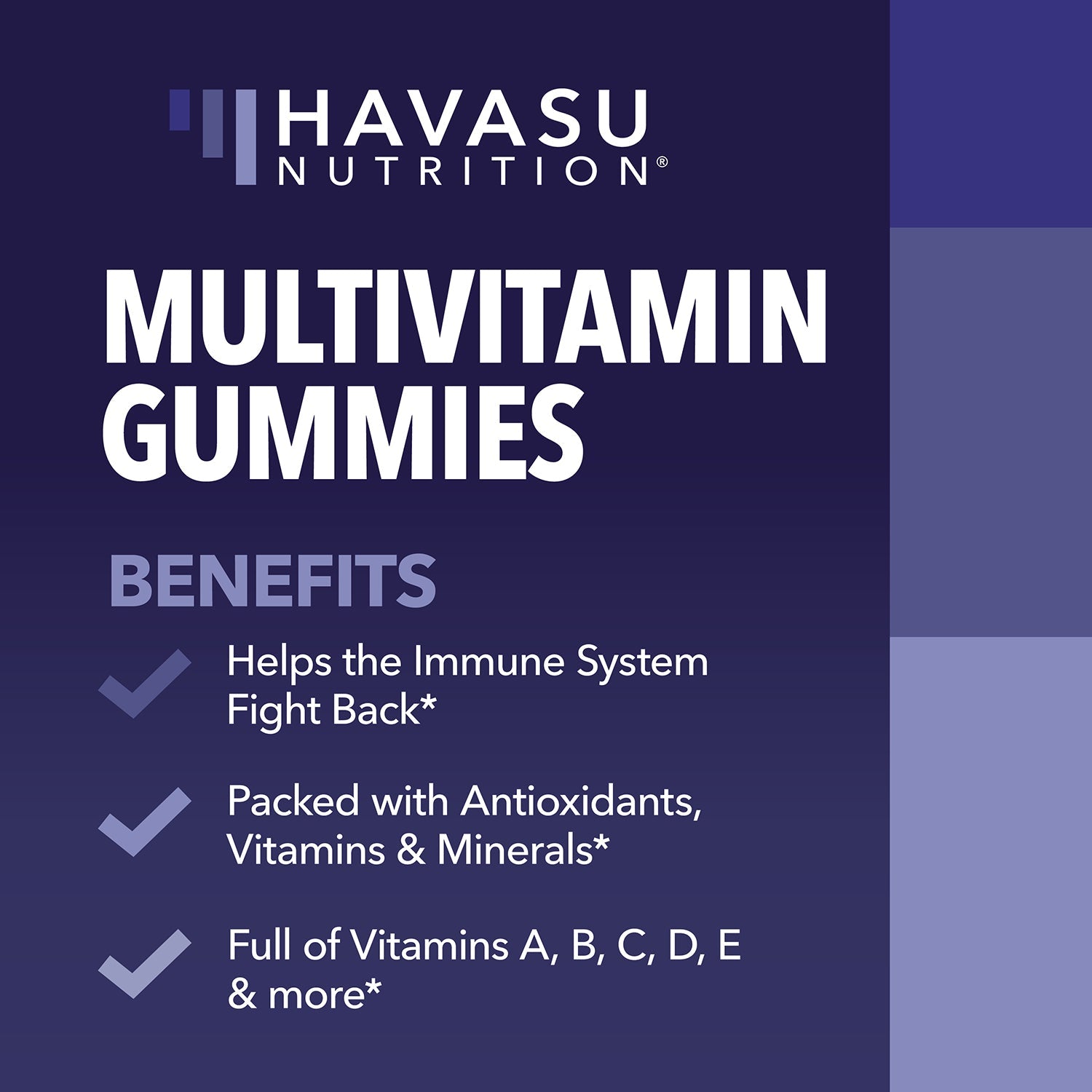 Multivitamin Gummies for Adults, Orange, Strawberry, Cherry - Havasu Nutrition