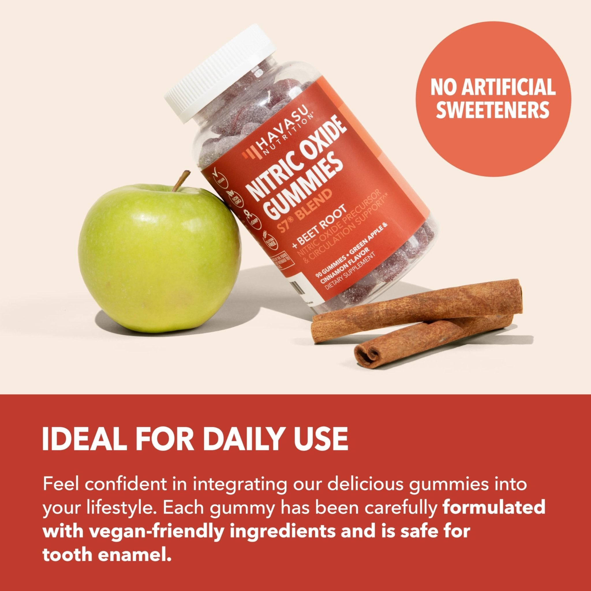 Nitric Oxide Gummies, Green Apple & Cinnamon - Havasu Nutrition